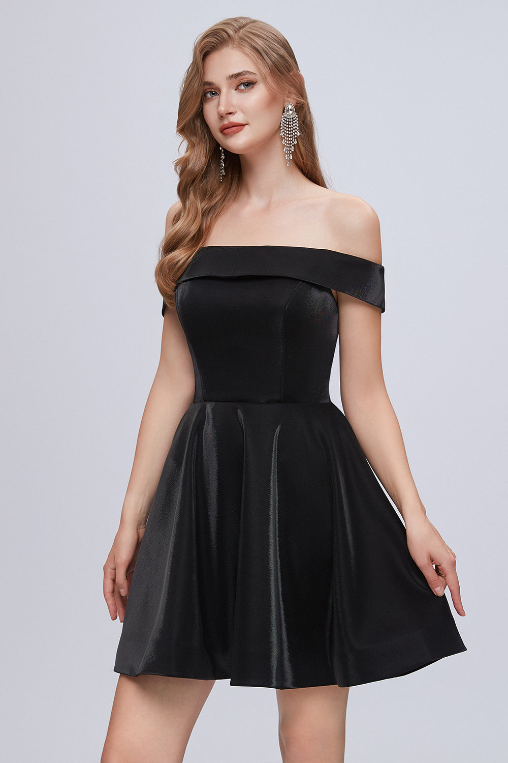 Black Off The Shoulder Lace Up Short Homecoming Dresses