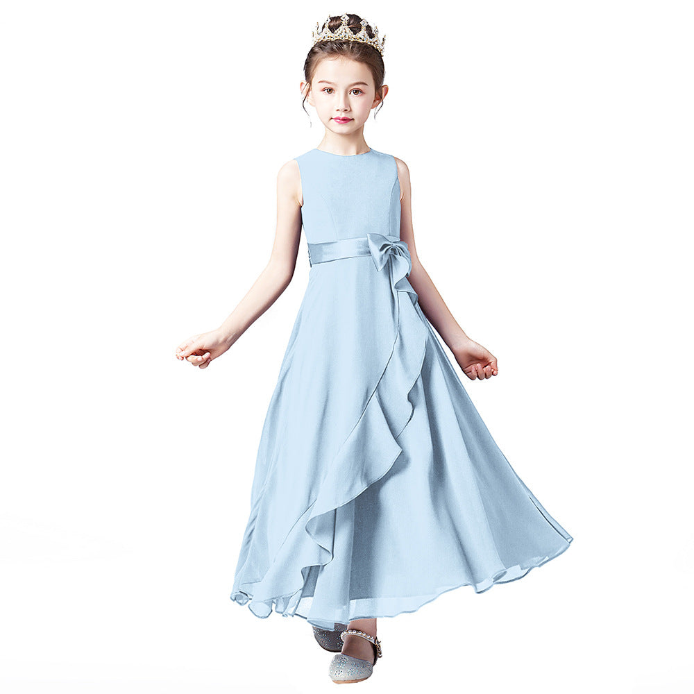 Dark Blue Sleeveless Chiffon Ruffles Flower Girl Dresses