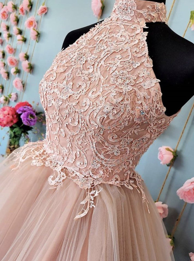 Cute Open Back Tulle Lace Short Prom Dresses Homecoming Dresses