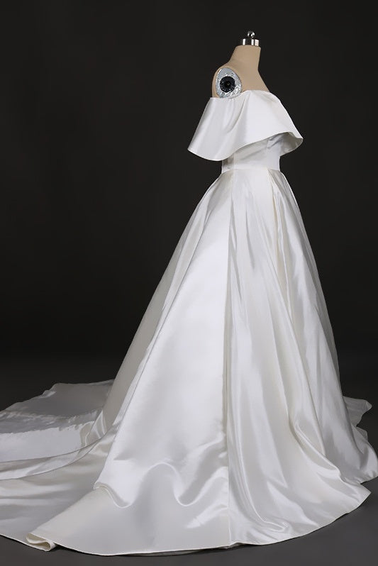 Vintage Simple Style Satin Ivory Wedding Dresses Bridal Dresses