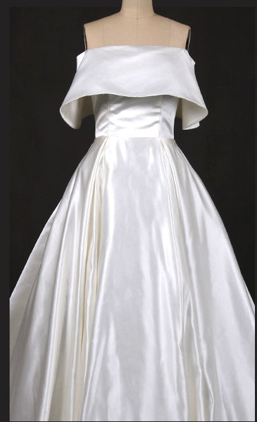 Vintage Simple Style Satin Ivory Wedding Dresses Bridal Dresses