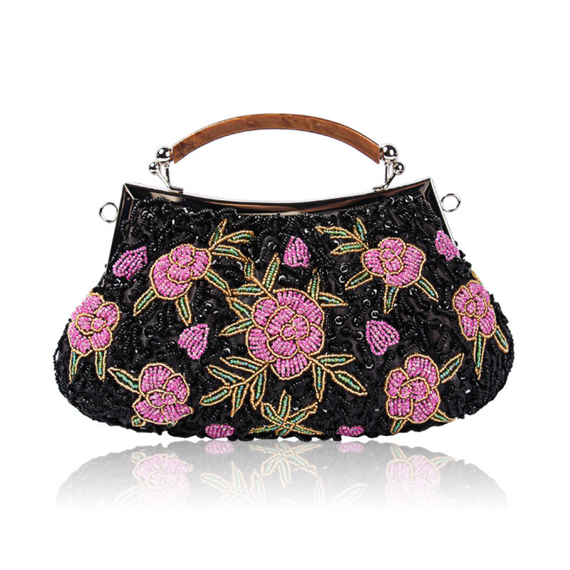 Sequins Flower Embroidery Vintage Handbag