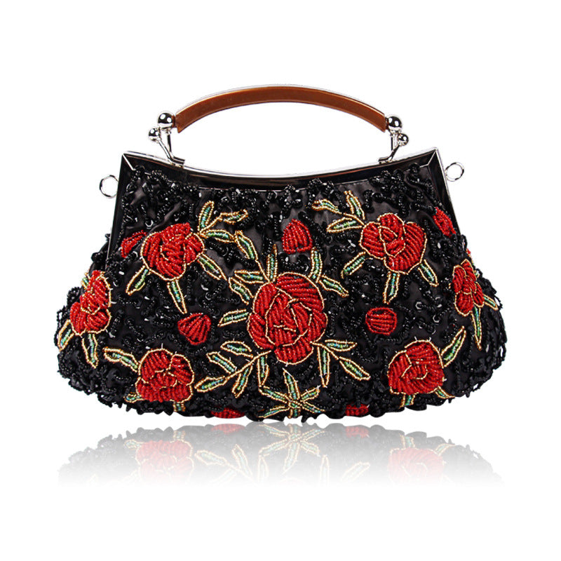 Sequins Flower Embroidery Vintage Handbag