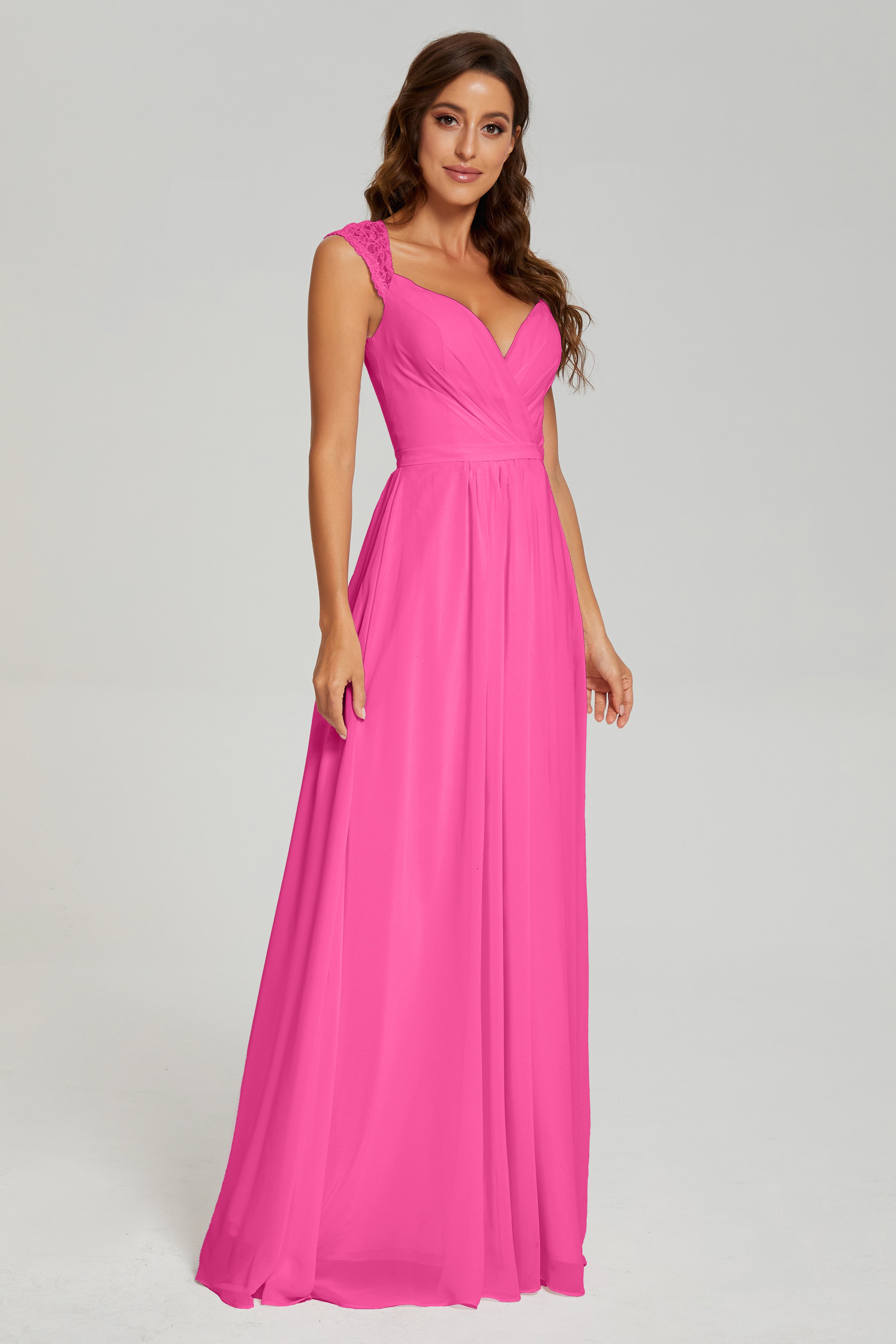 Cap Sleeve Open Back Chiffon Long Prom Dresses