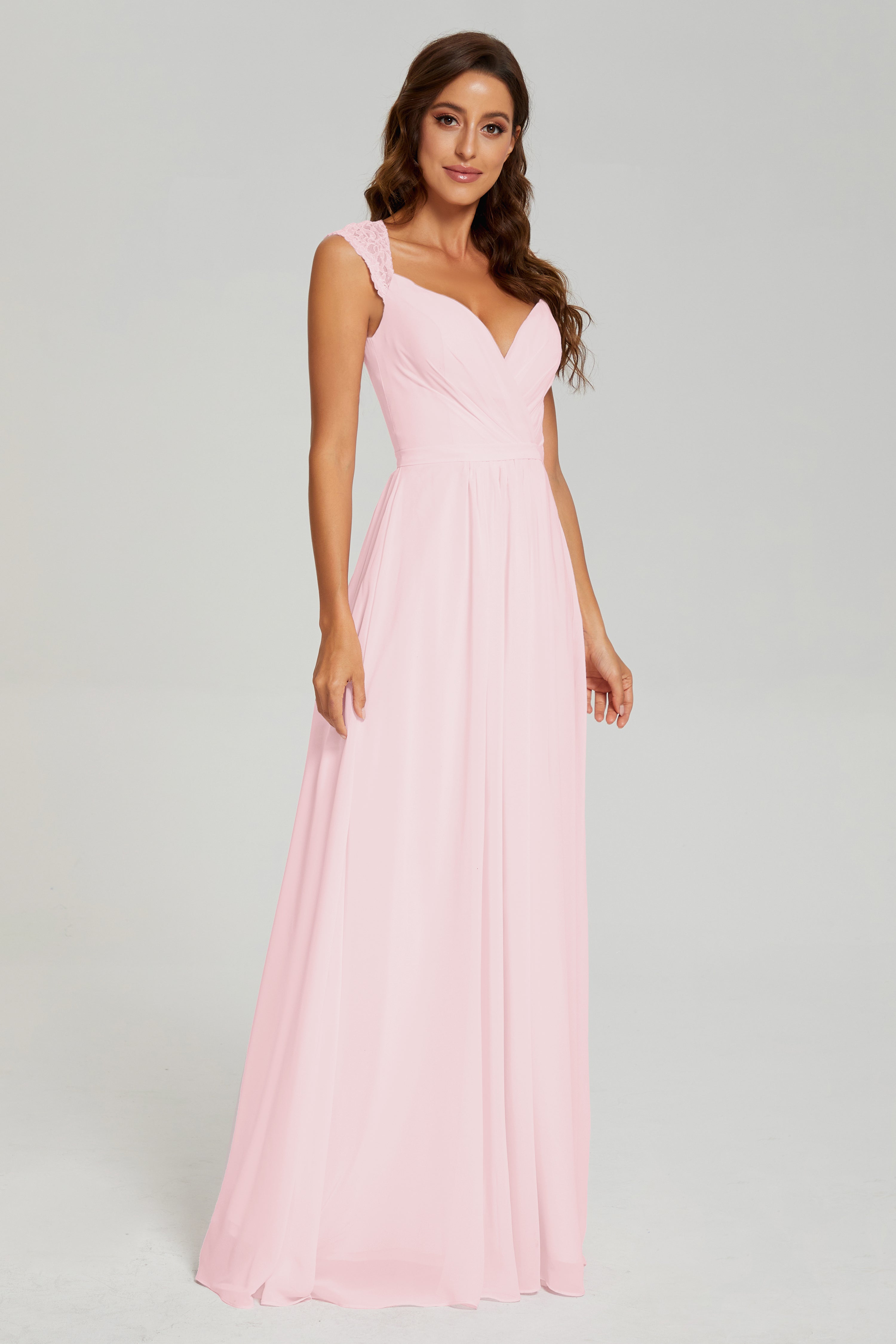 Cap Sleeve Open Back Chiffon Long Prom Dresses