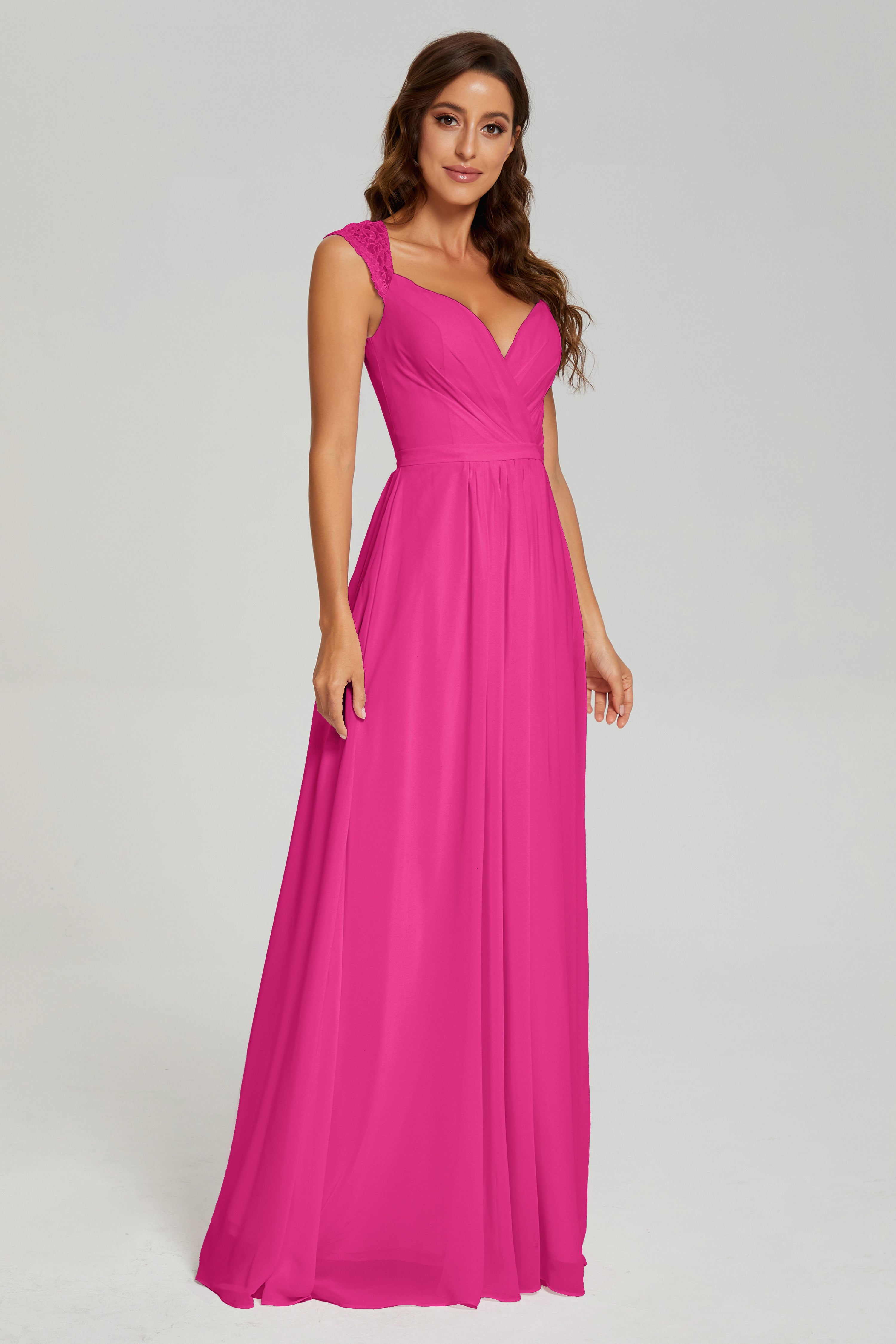 Cap Sleeve Open Back Chiffon Long Prom Dresses