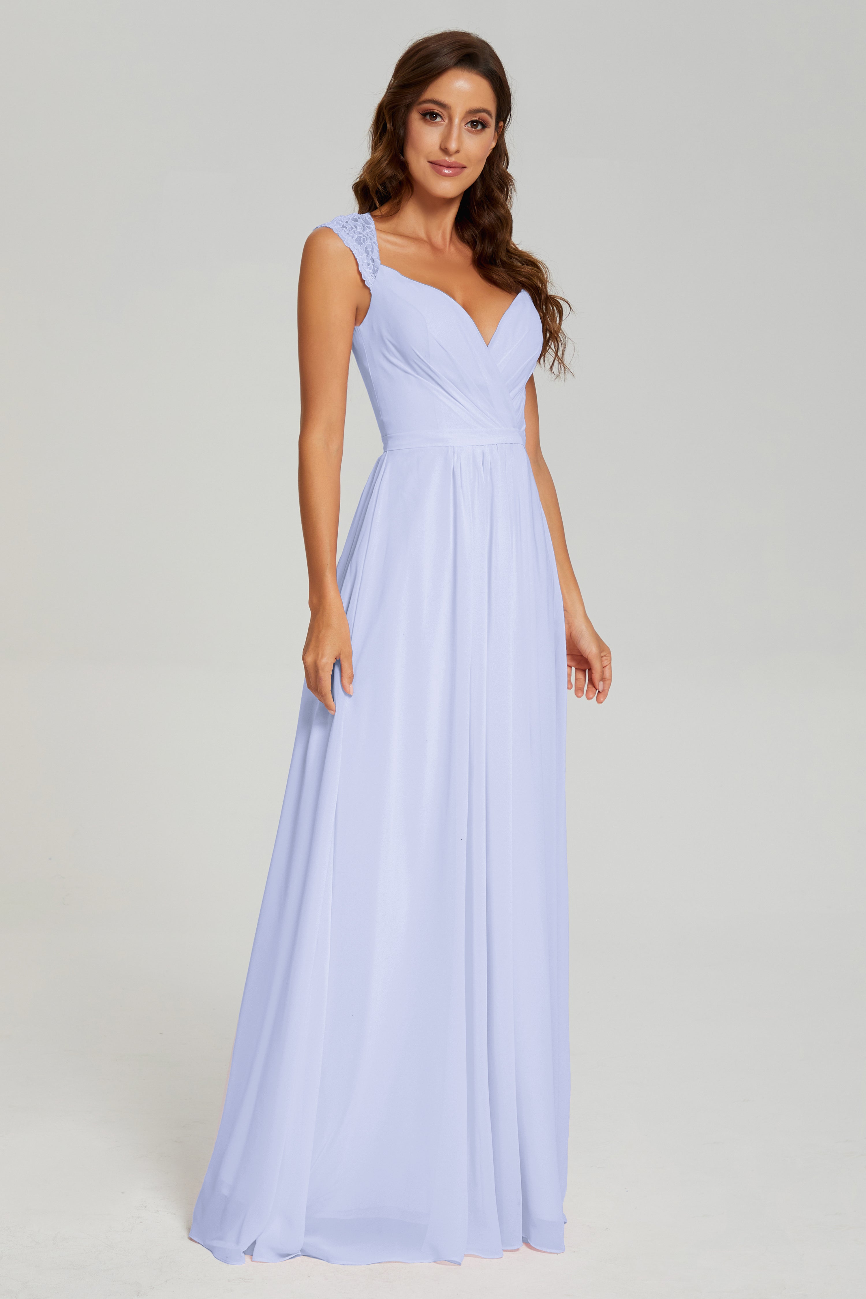 Cap Sleeve Open Back Chiffon Long Prom Dresses