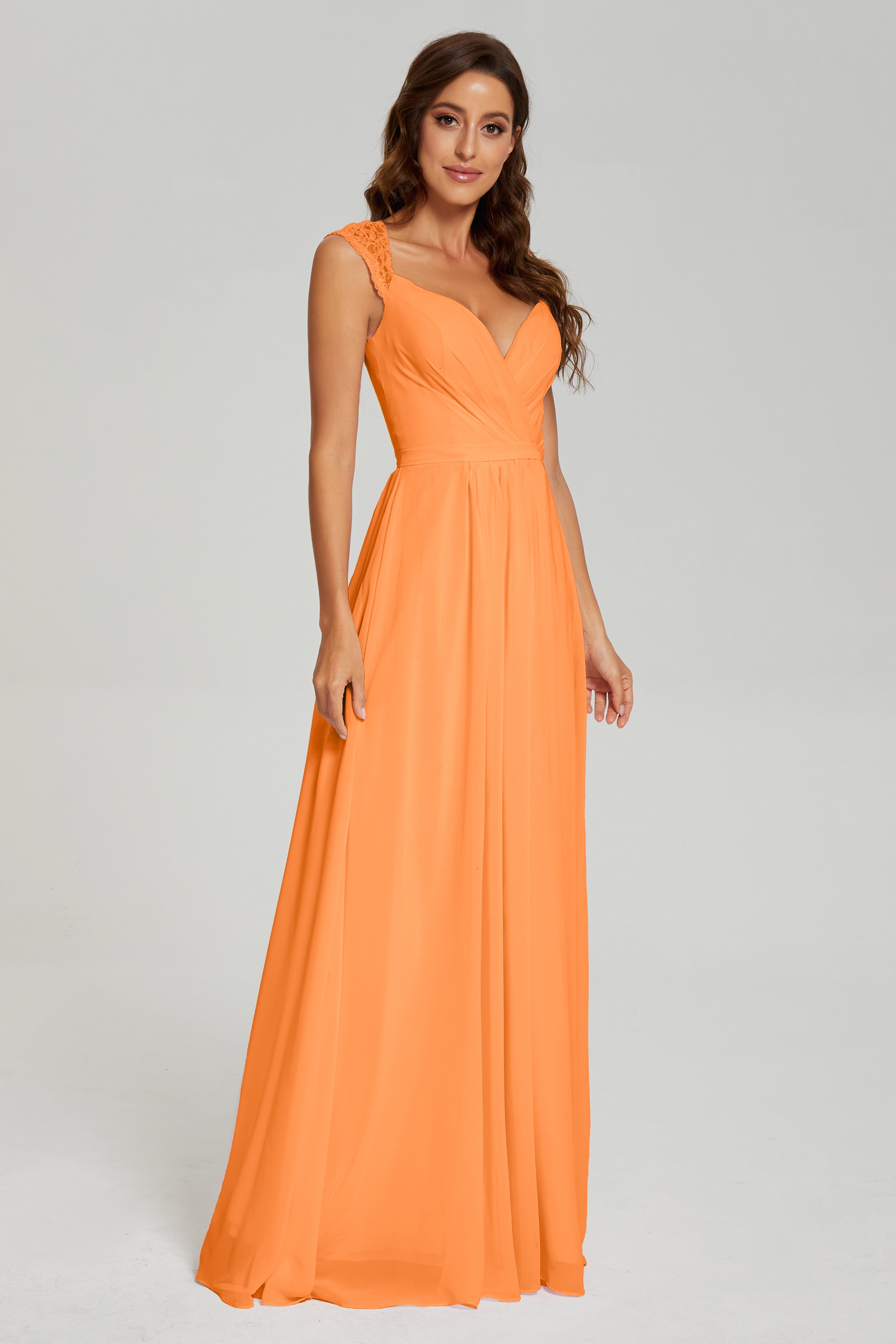 Cap Sleeve Open Back Chiffon Long Prom Dresses