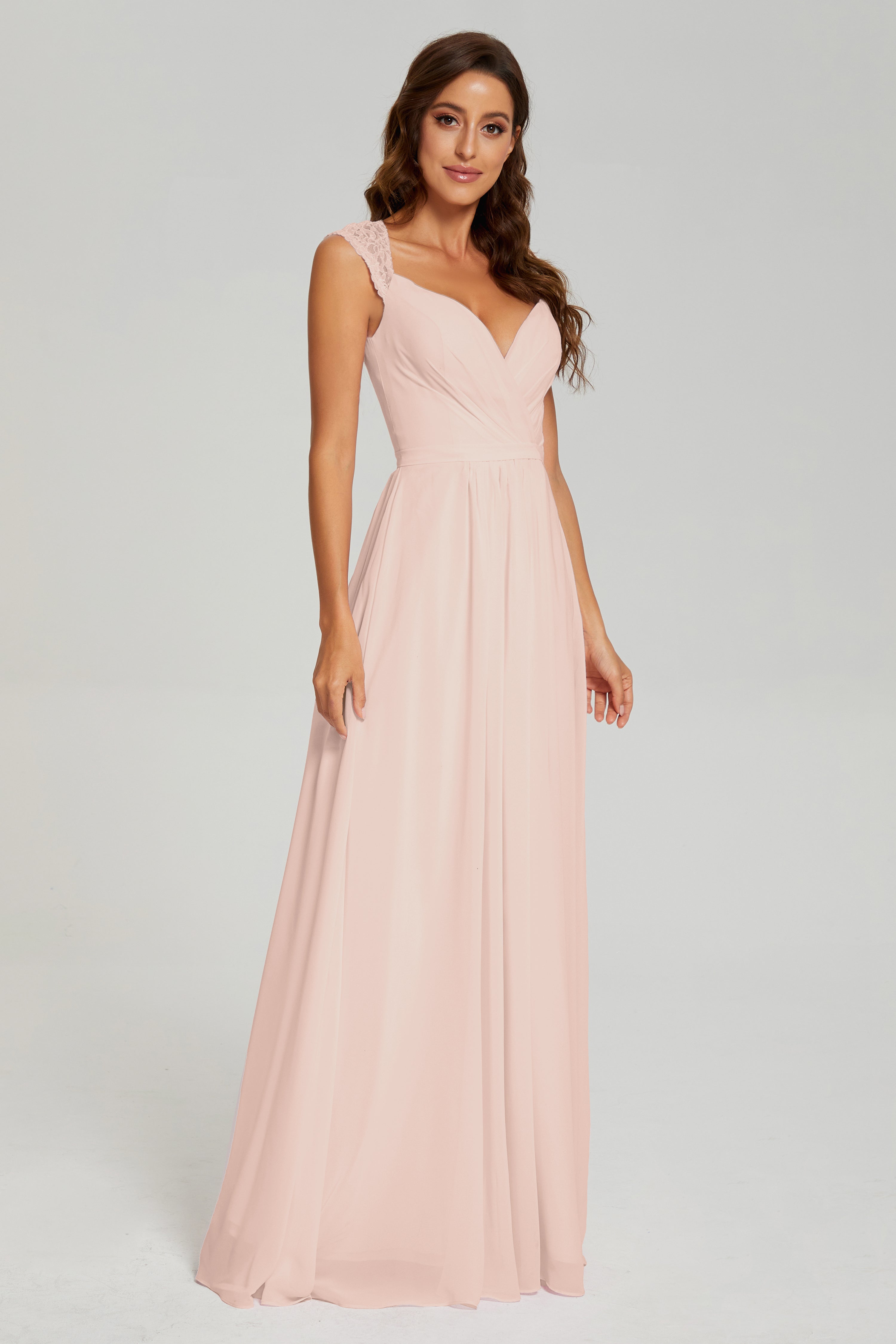 Cap Sleeve Open Back Chiffon Long Prom Dresses