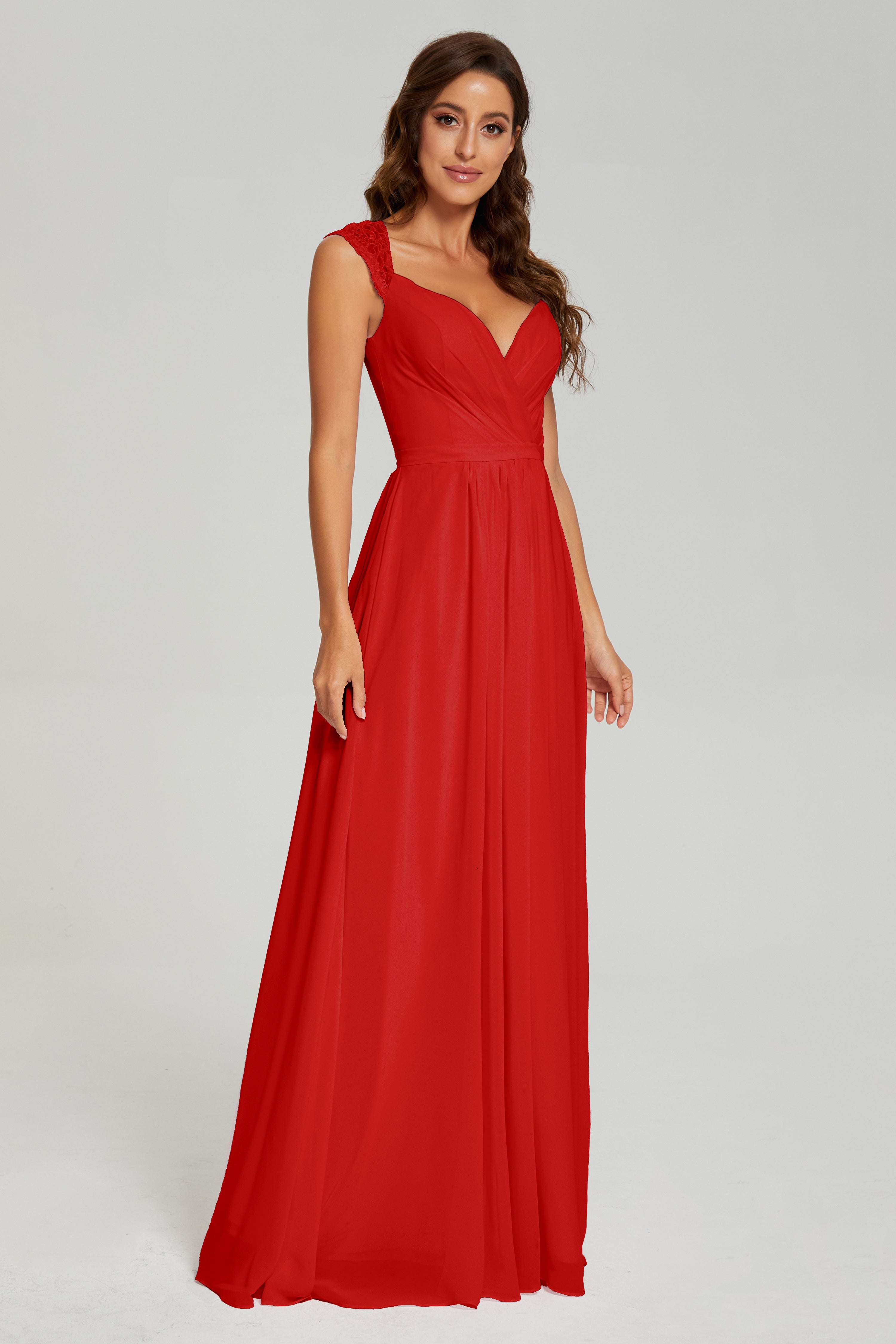 Cap Sleeve Open Back Chiffon Long Prom Dresses