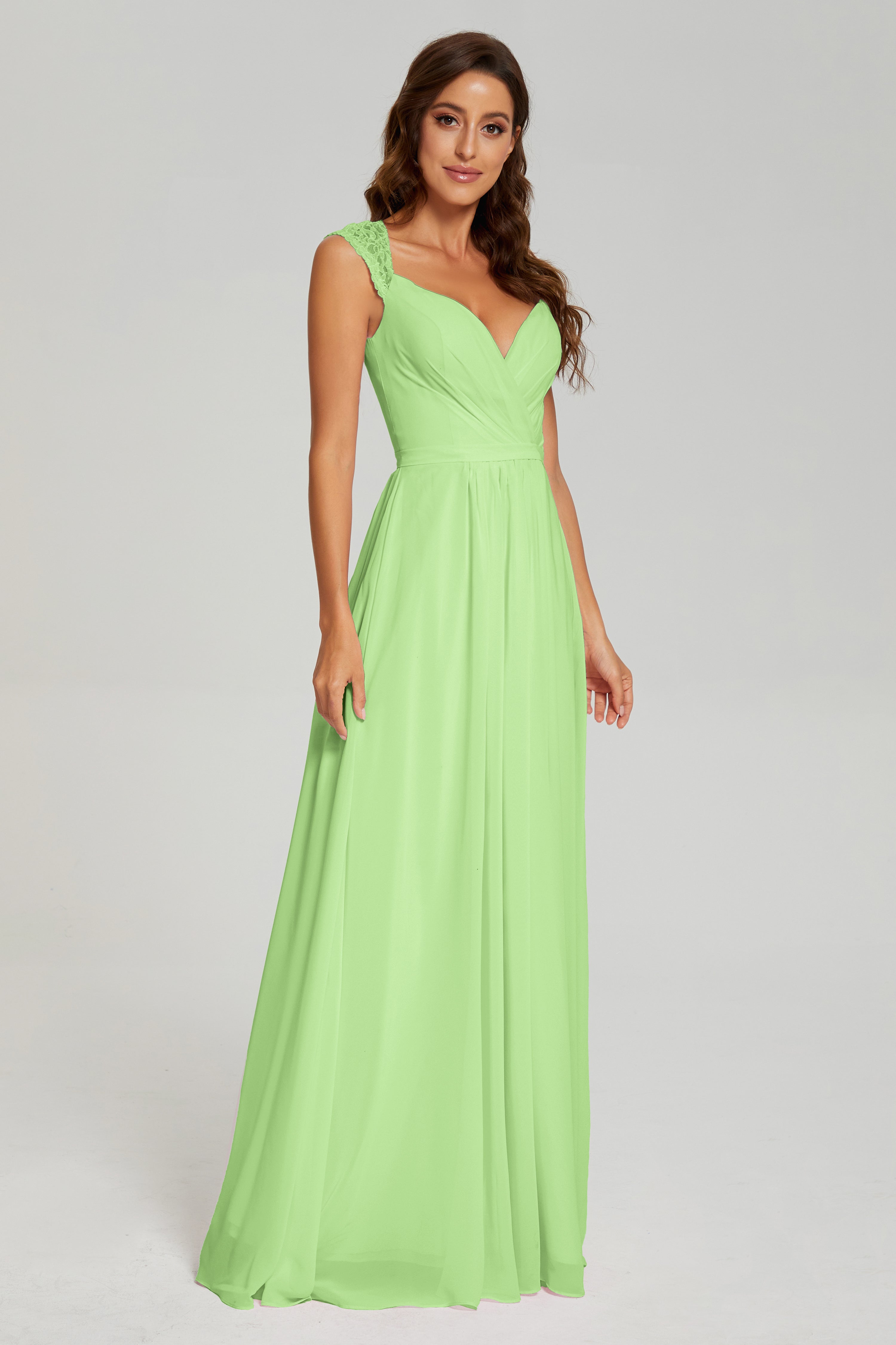 Cap Sleeve Open Back Chiffon Long Prom Dresses