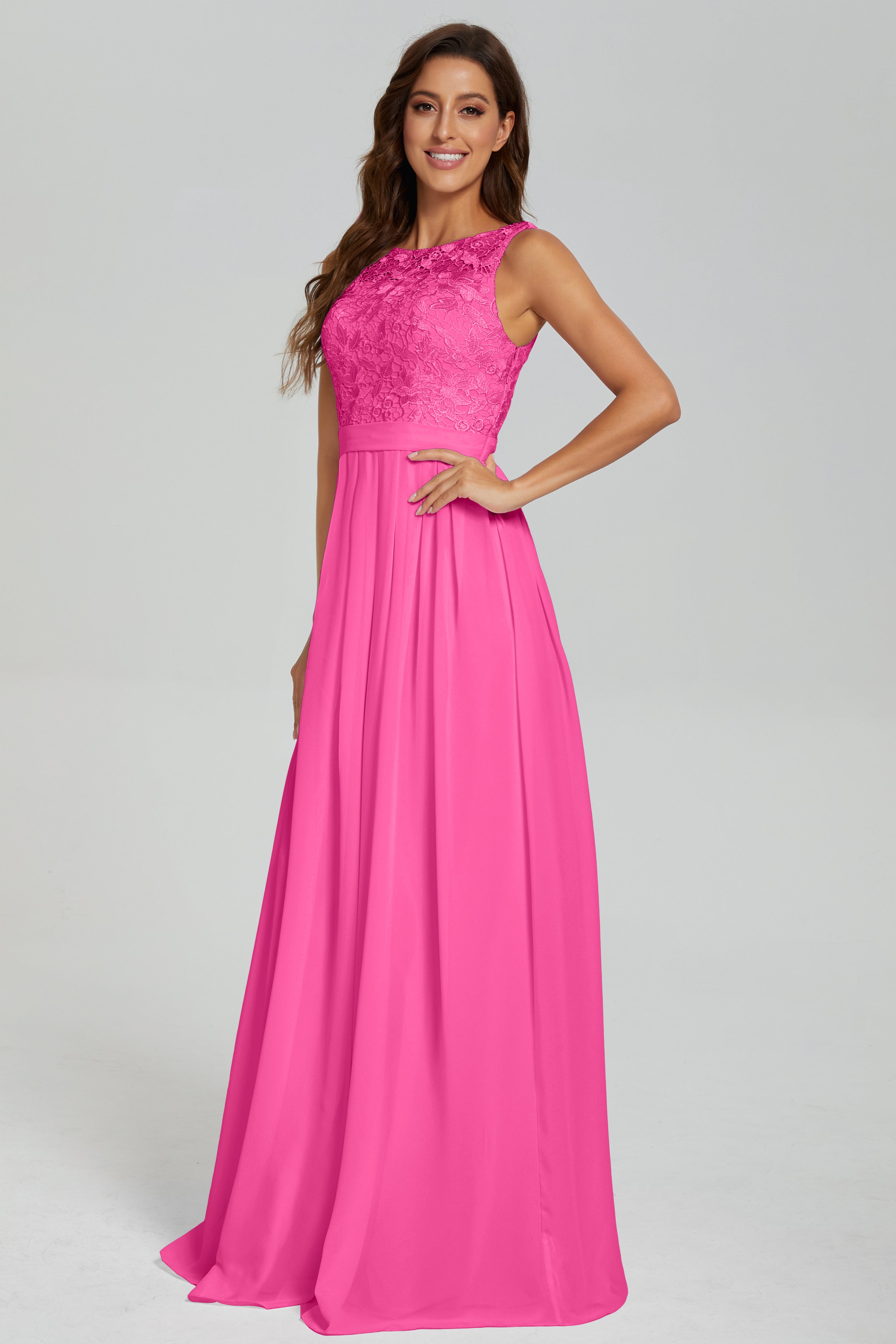 Floor Length Sleeveless Lace Prom Dresses