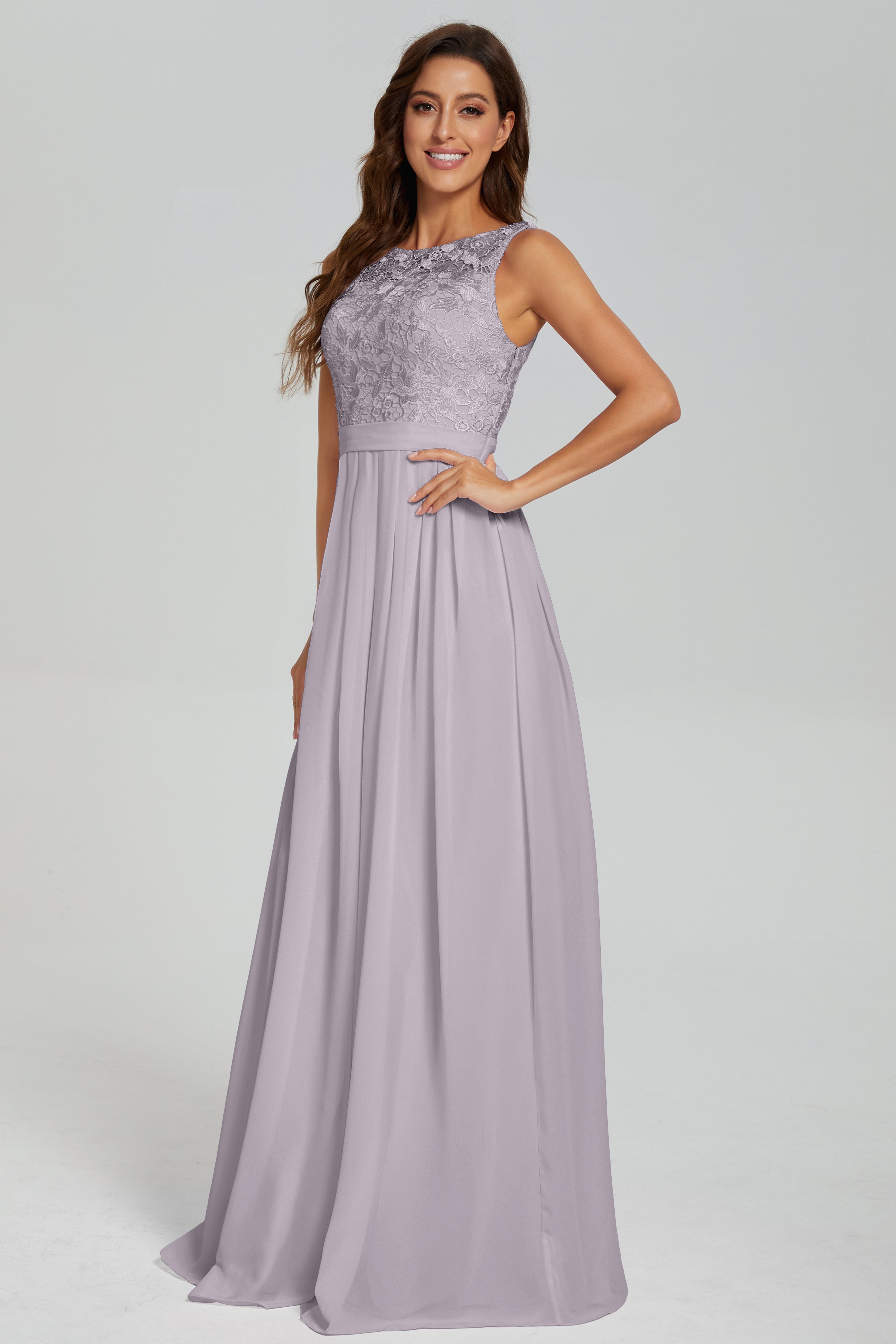 Floor Length Sleeveless Lace Prom Dresses