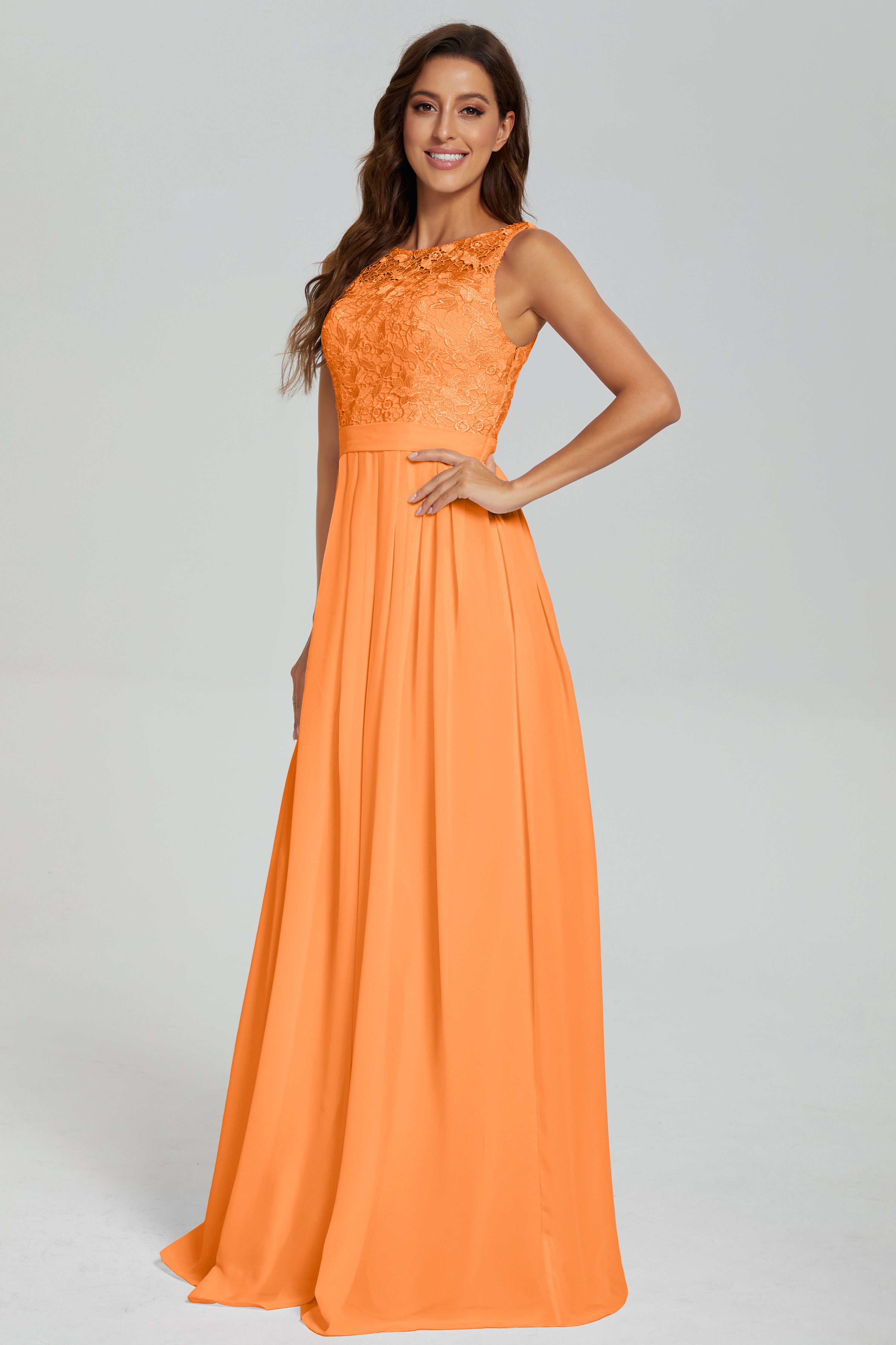 Floor Length Sleeveless Lace Prom Dresses