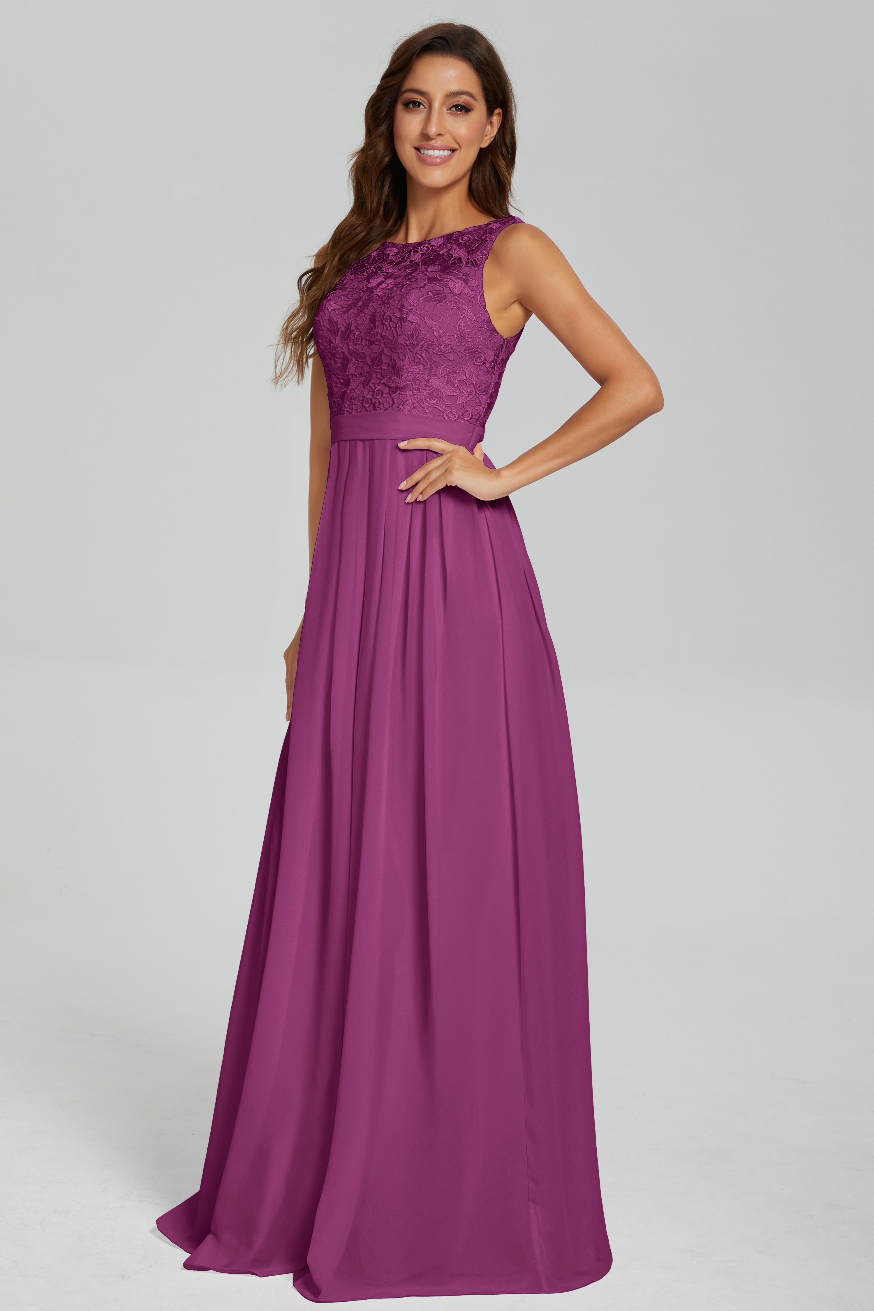 Floor Length Sleeveless Lace Prom Dresses