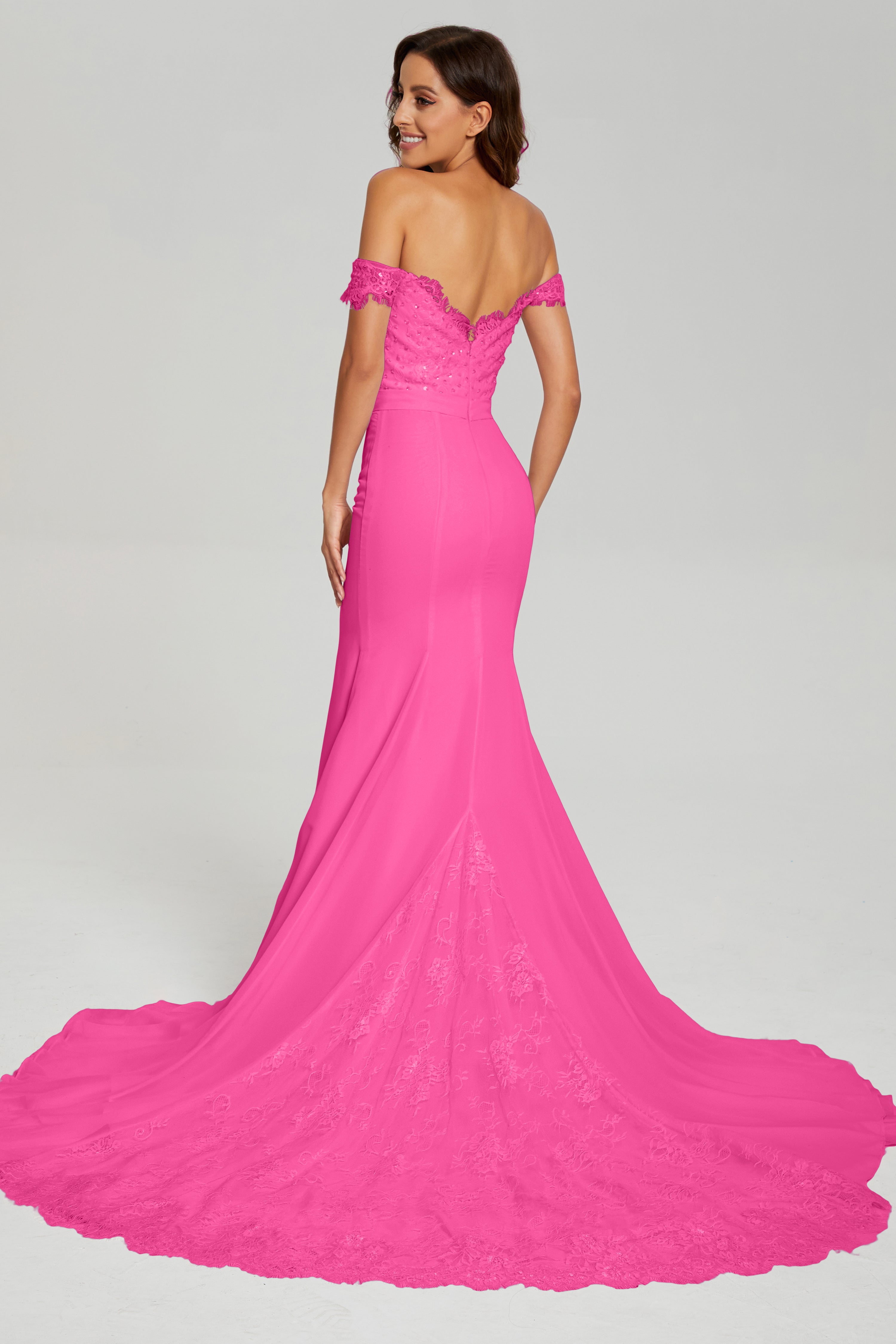 Mermaid Off the Shoulder Prom Dresses with Trailing