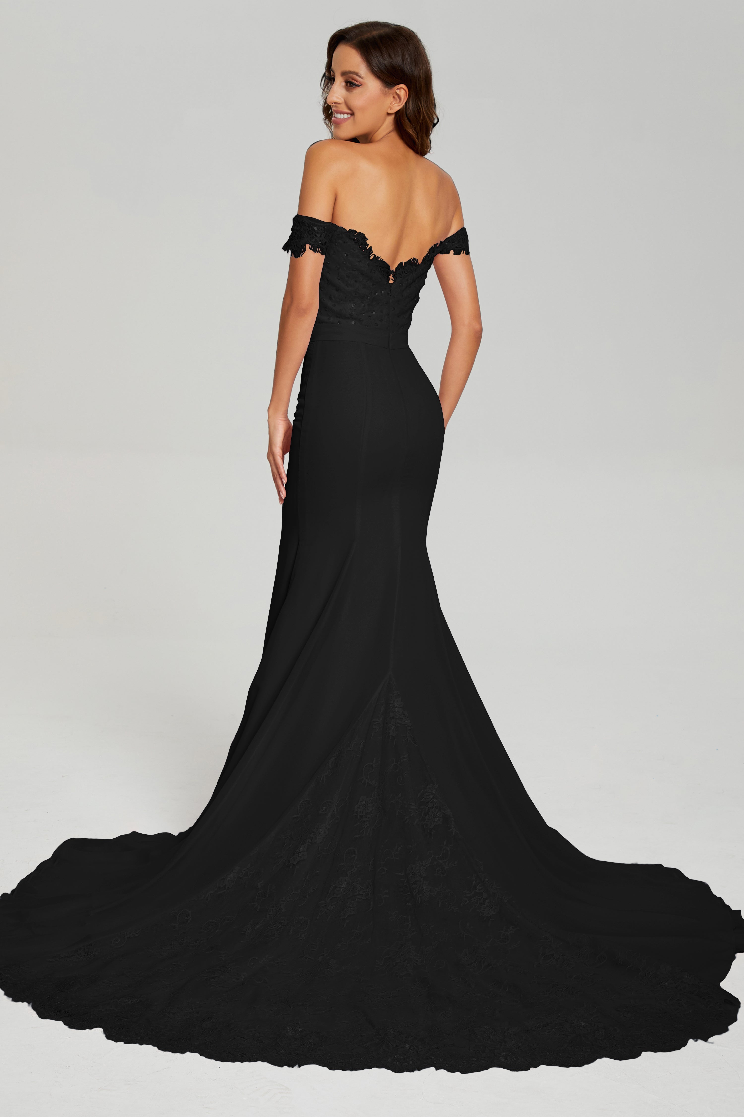 Mermaid Off the Shoulder Prom Dresses with Trailing