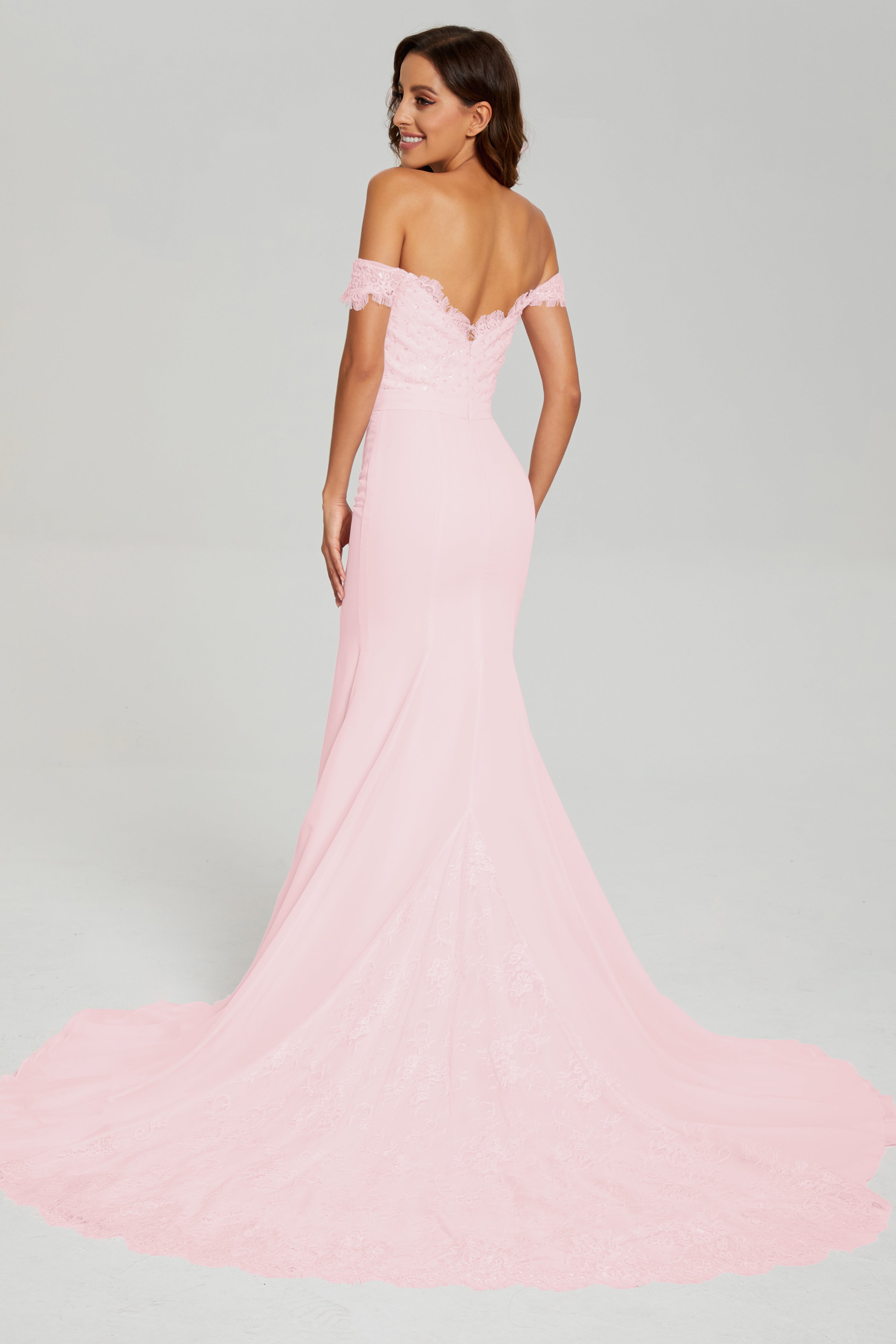 Mermaid Off the Shoulder Prom Dresses with Trailing