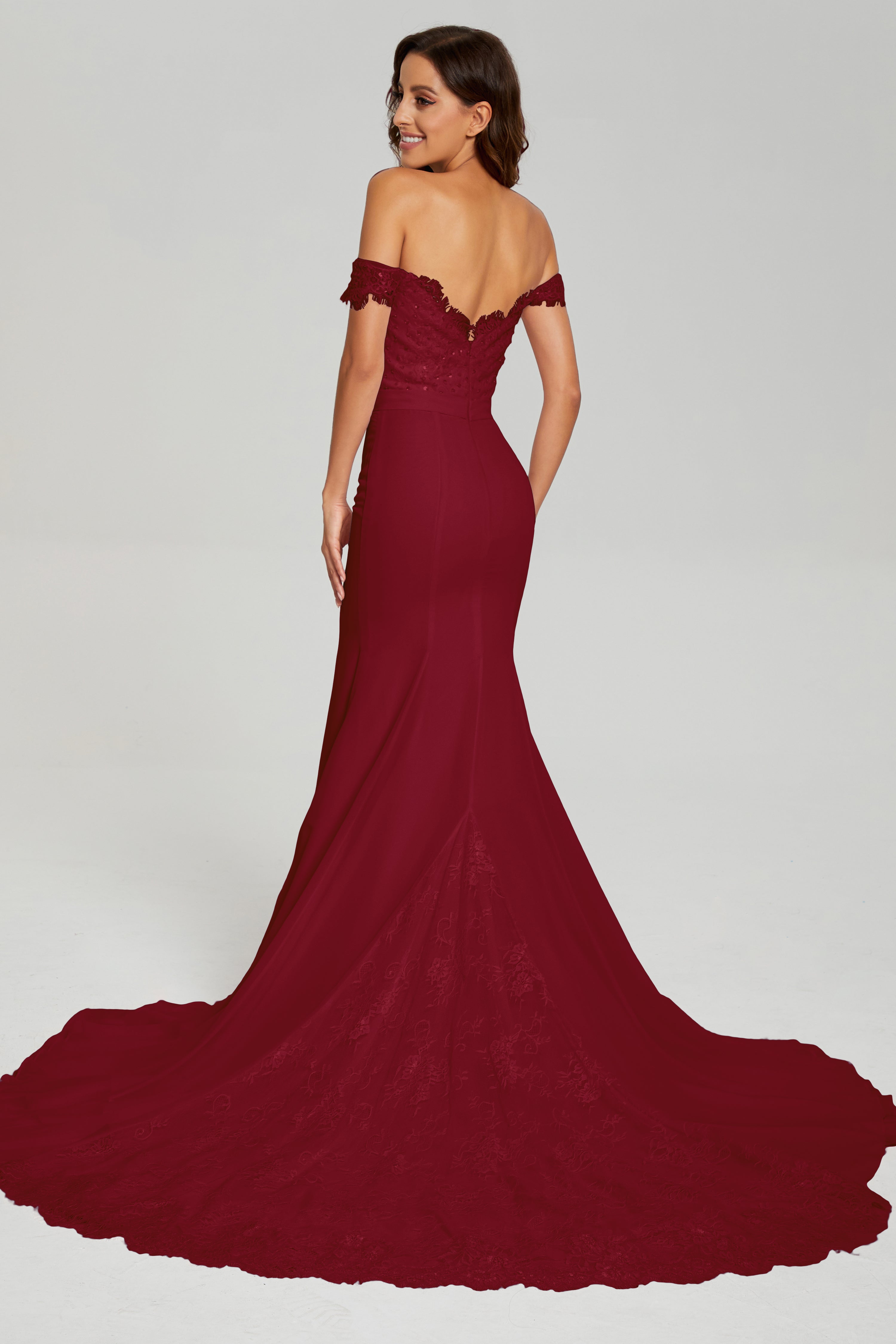 Mermaid Off the Shoulder Prom Dresses with Trailing