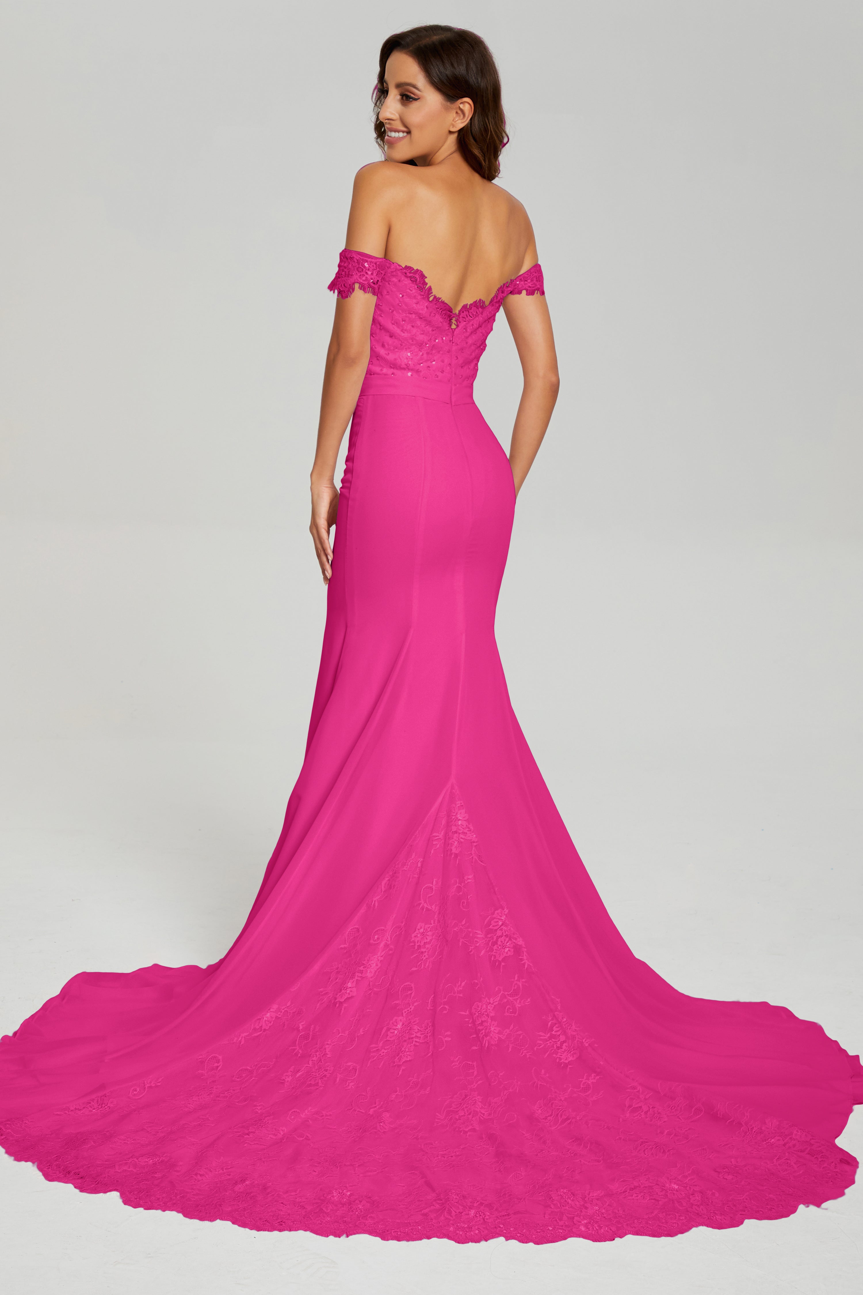 Mermaid Off the Shoulder Prom Dresses with Trailing