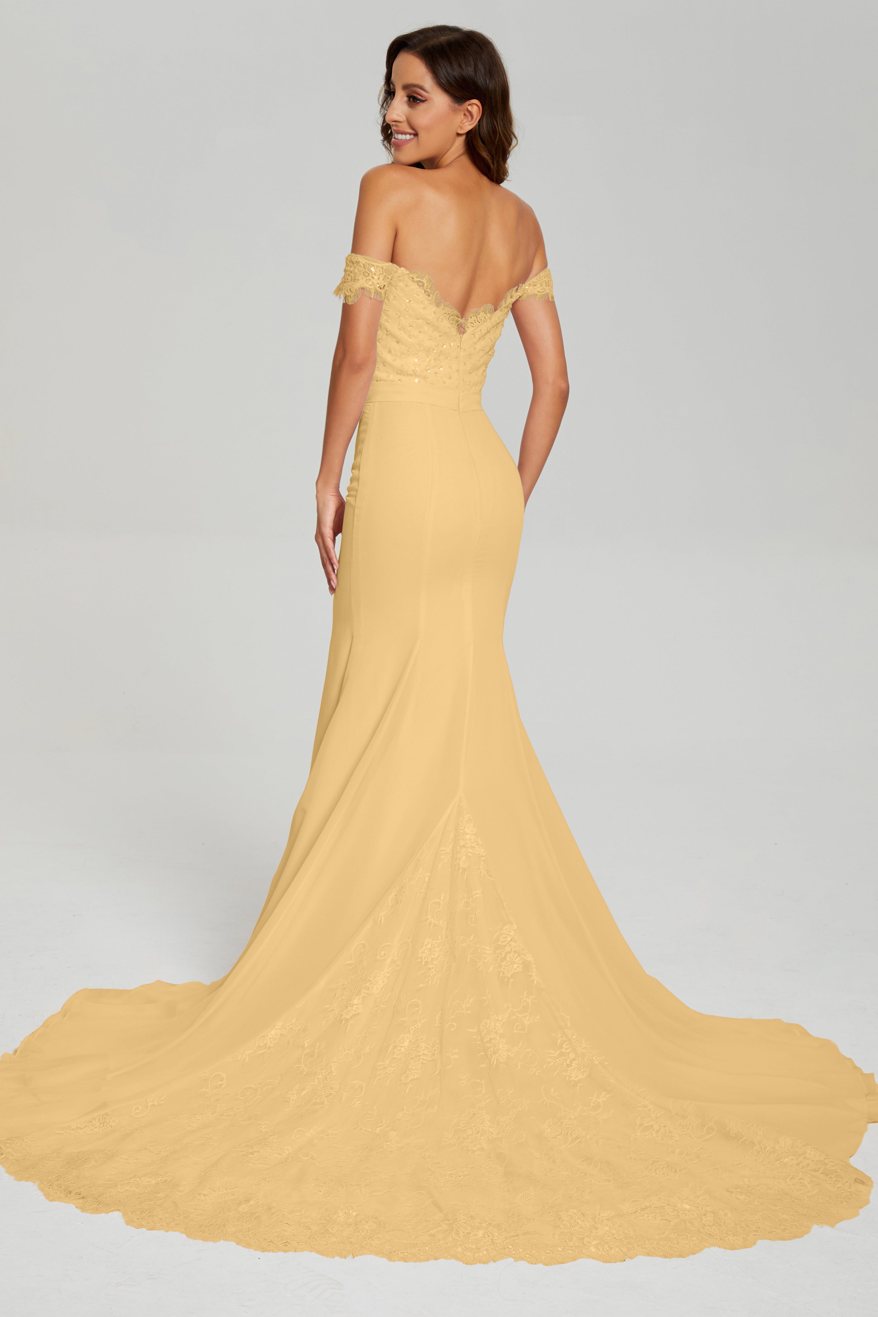 Mermaid Off the Shoulder Prom Dresses with Trailing