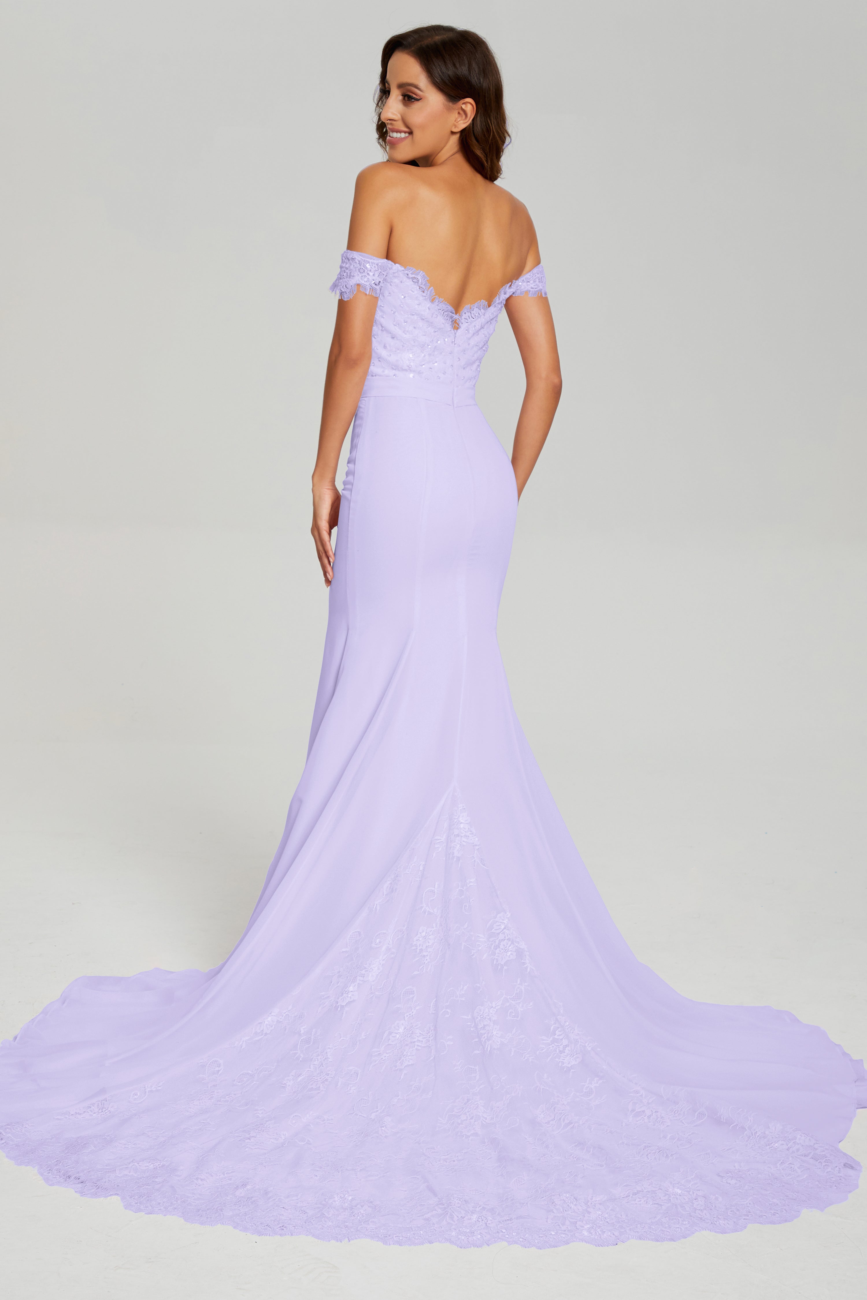 Mermaid Off the Shoulder Prom Dresses with Trailing