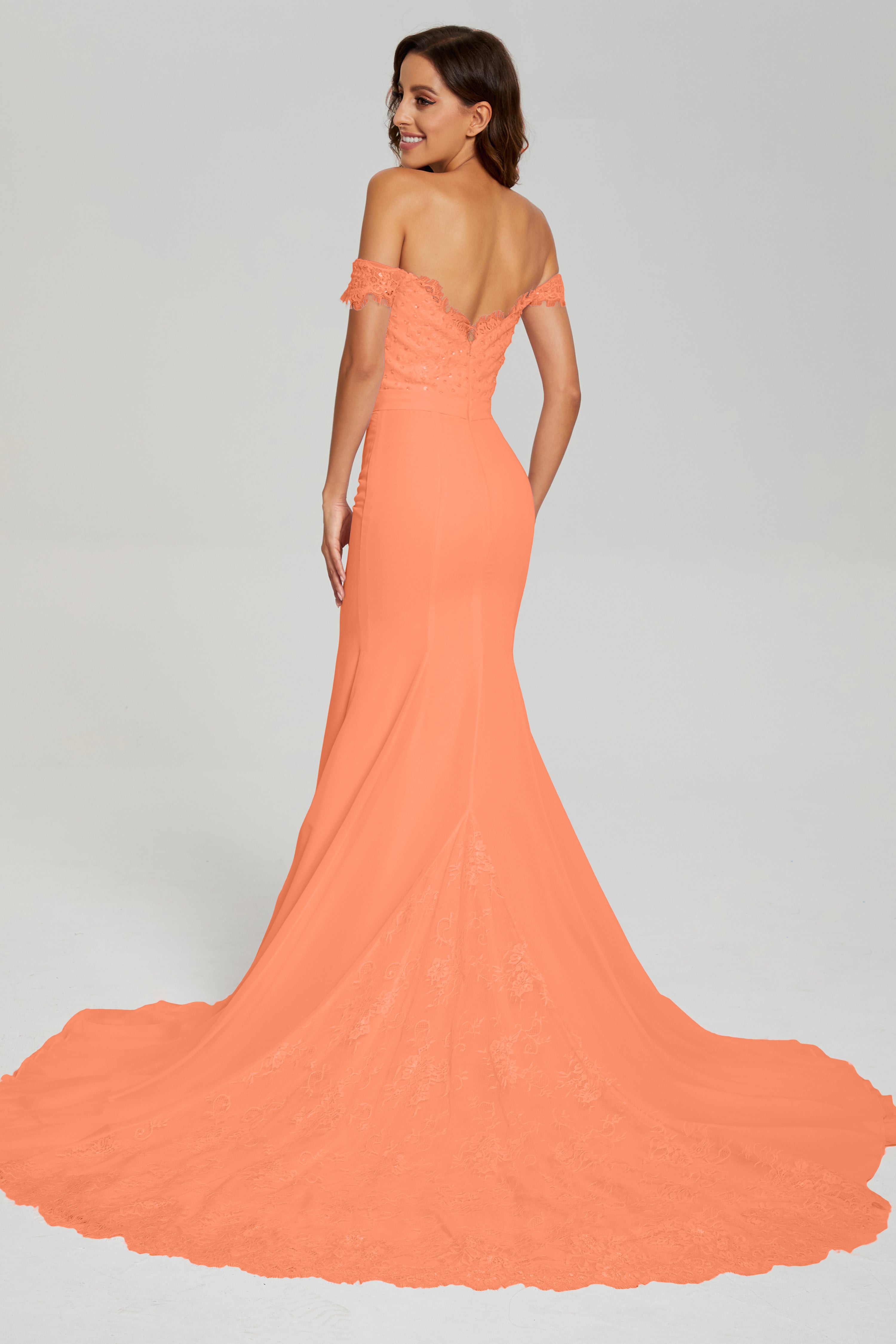 Mermaid Off the Shoulder Prom Dresses with Trailing