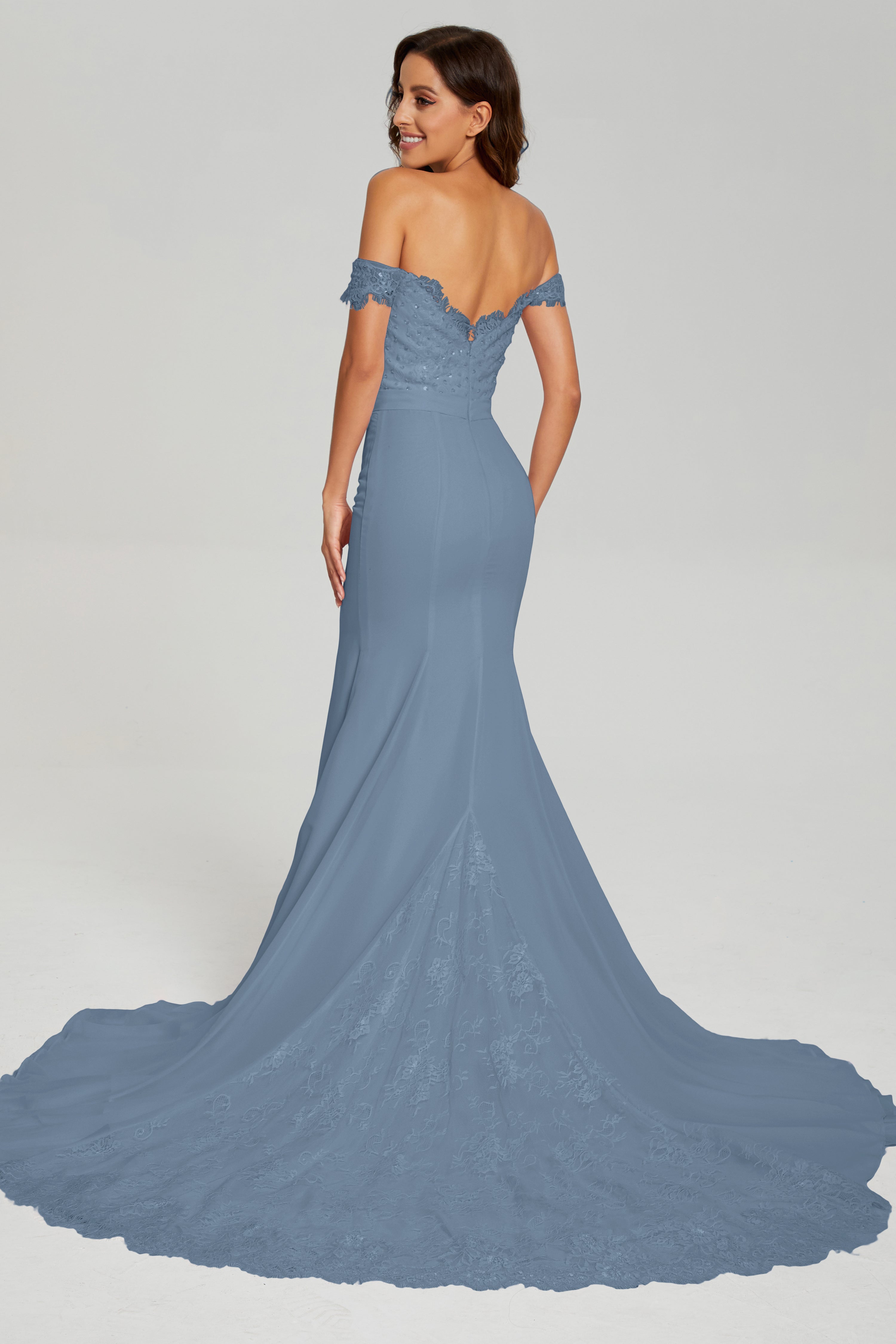 Mermaid Off the Shoulder Prom Dresses with Trailing