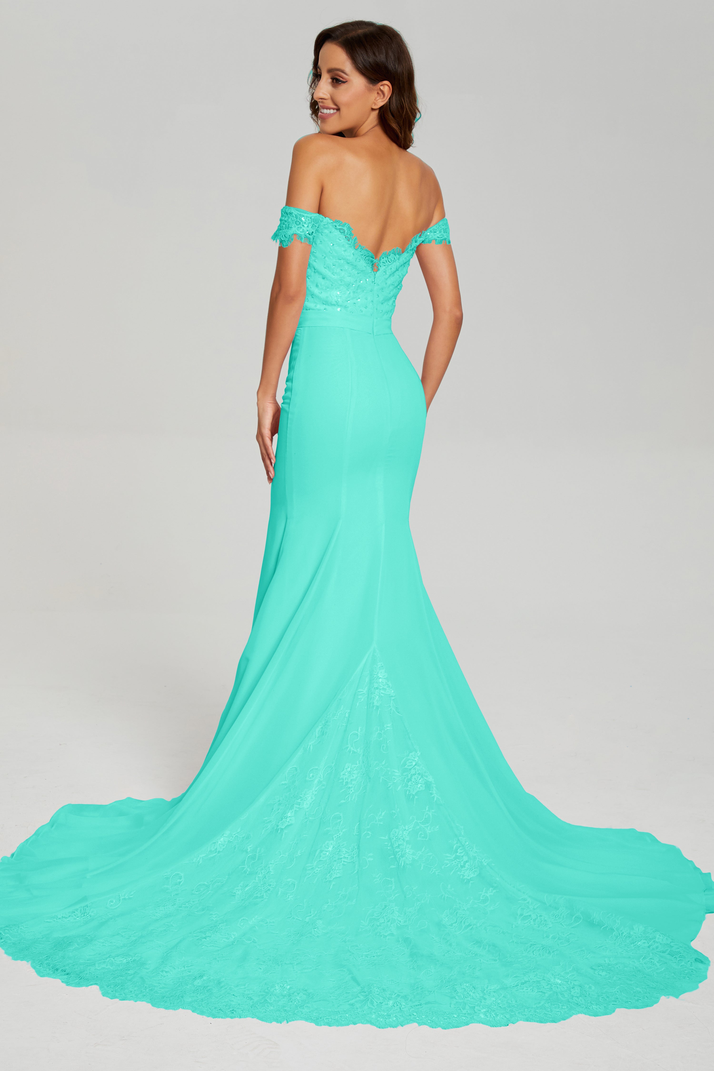 Mermaid Off the Shoulder Prom Dresses with Trailing