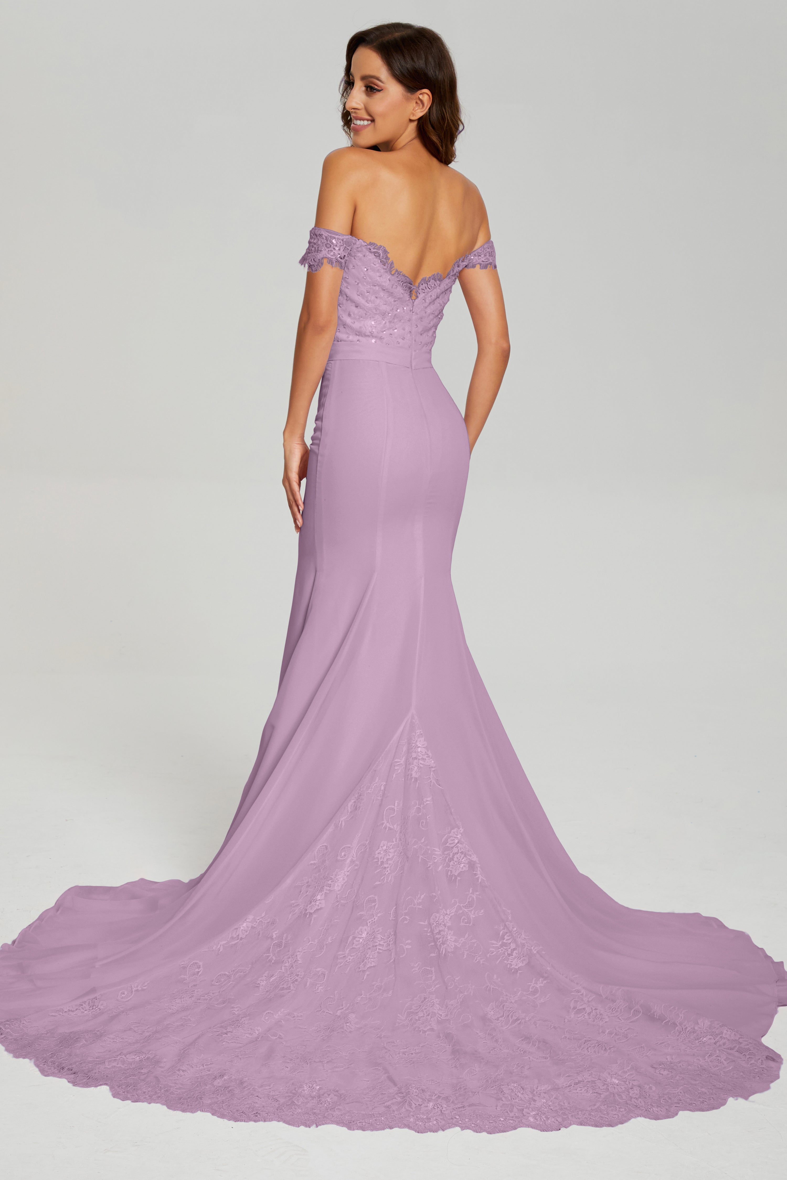 Mermaid Off the Shoulder Prom Dresses with Trailing