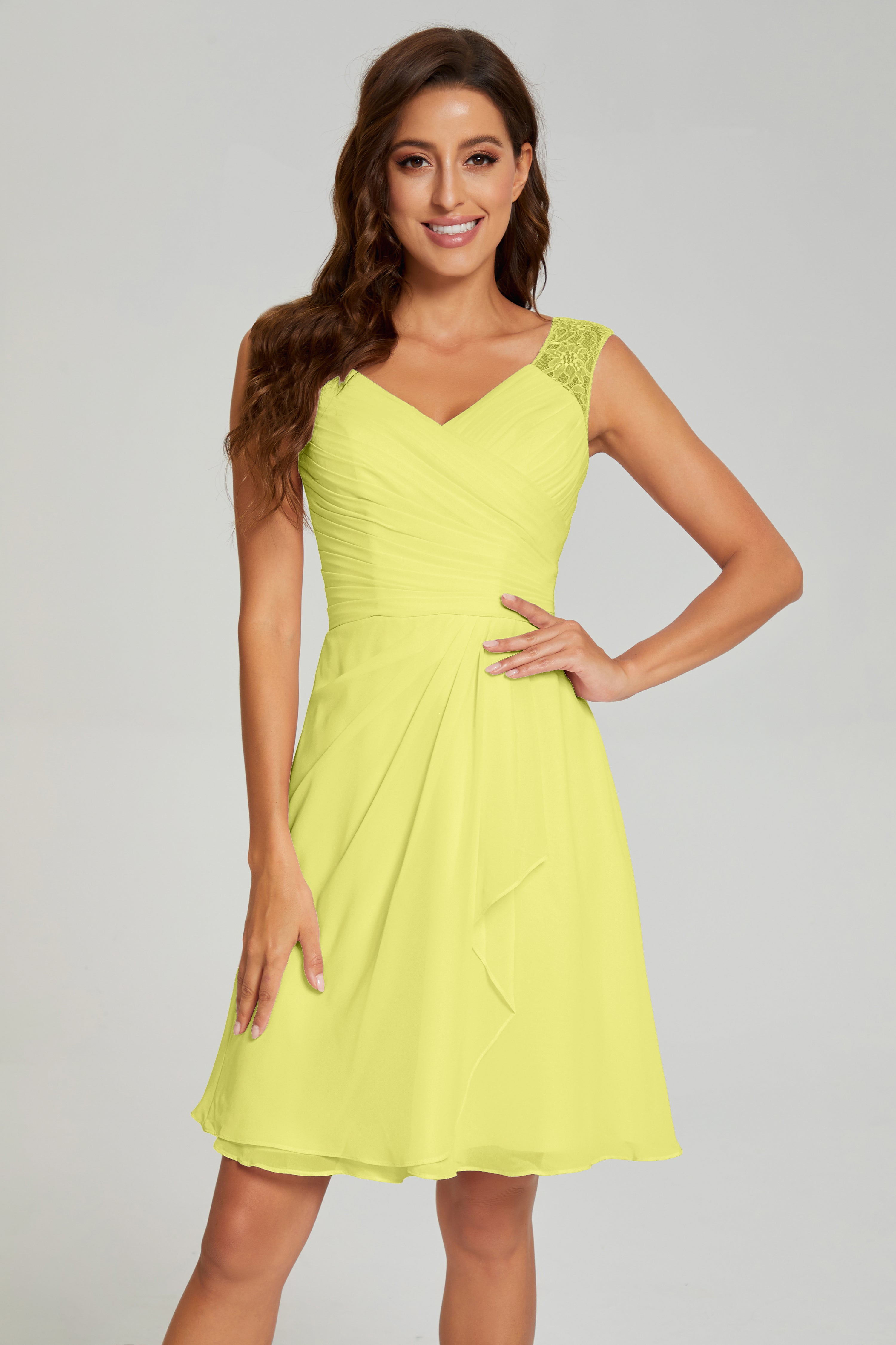 Mini V-neck Chiffon Prom Dresses