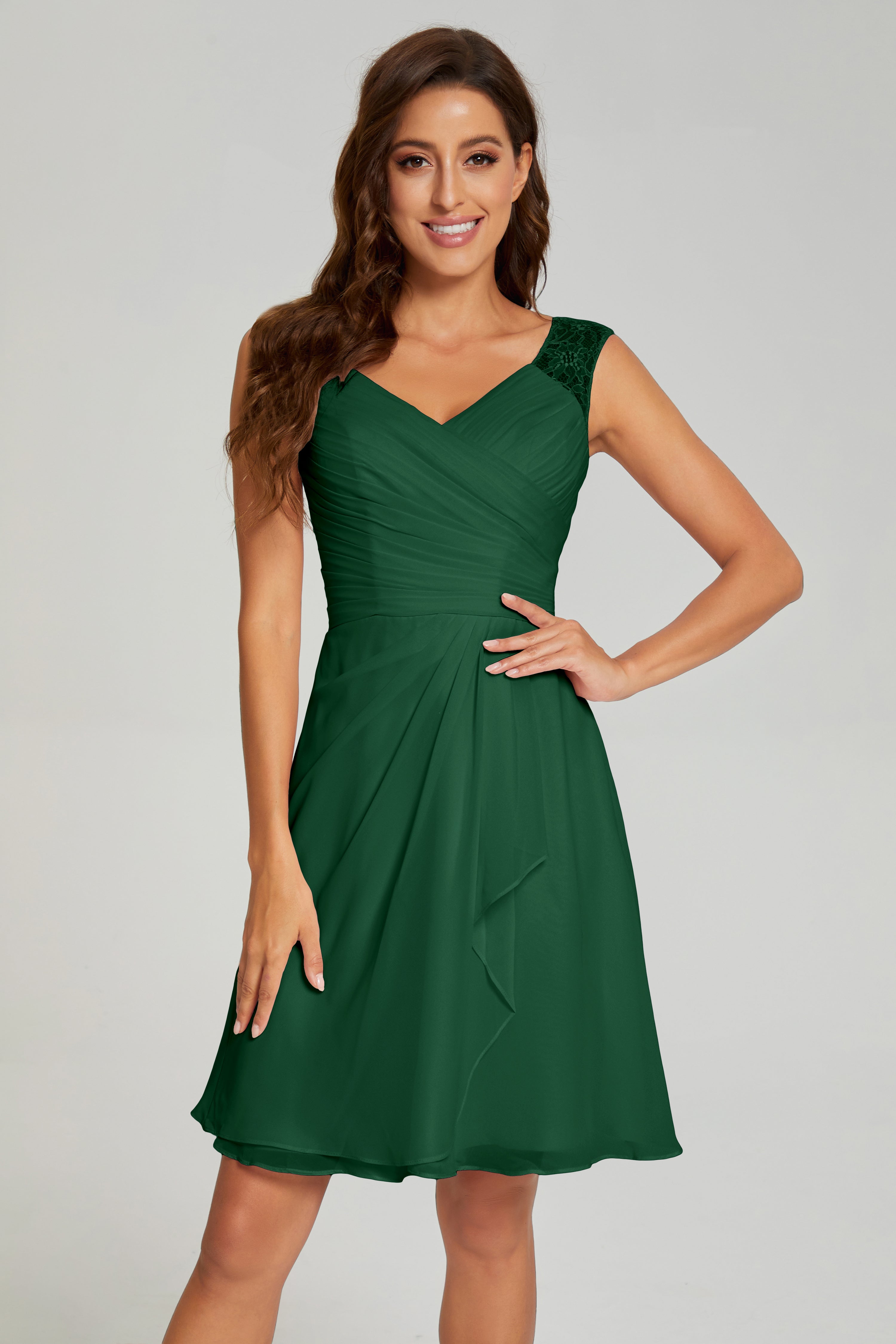 Mini V-neck Chiffon Prom Dresses