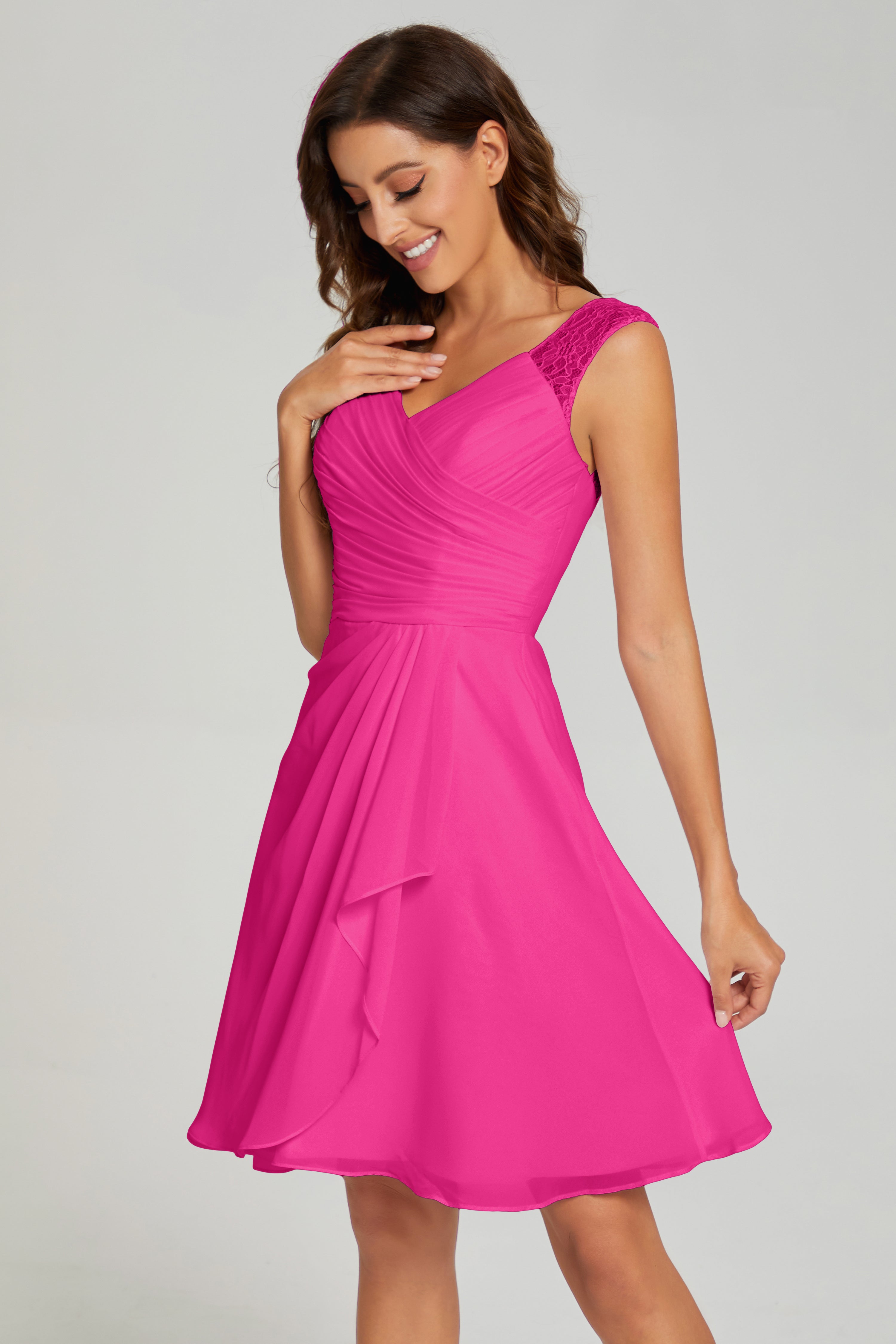 Mini V-neck Chiffon Prom Dresses