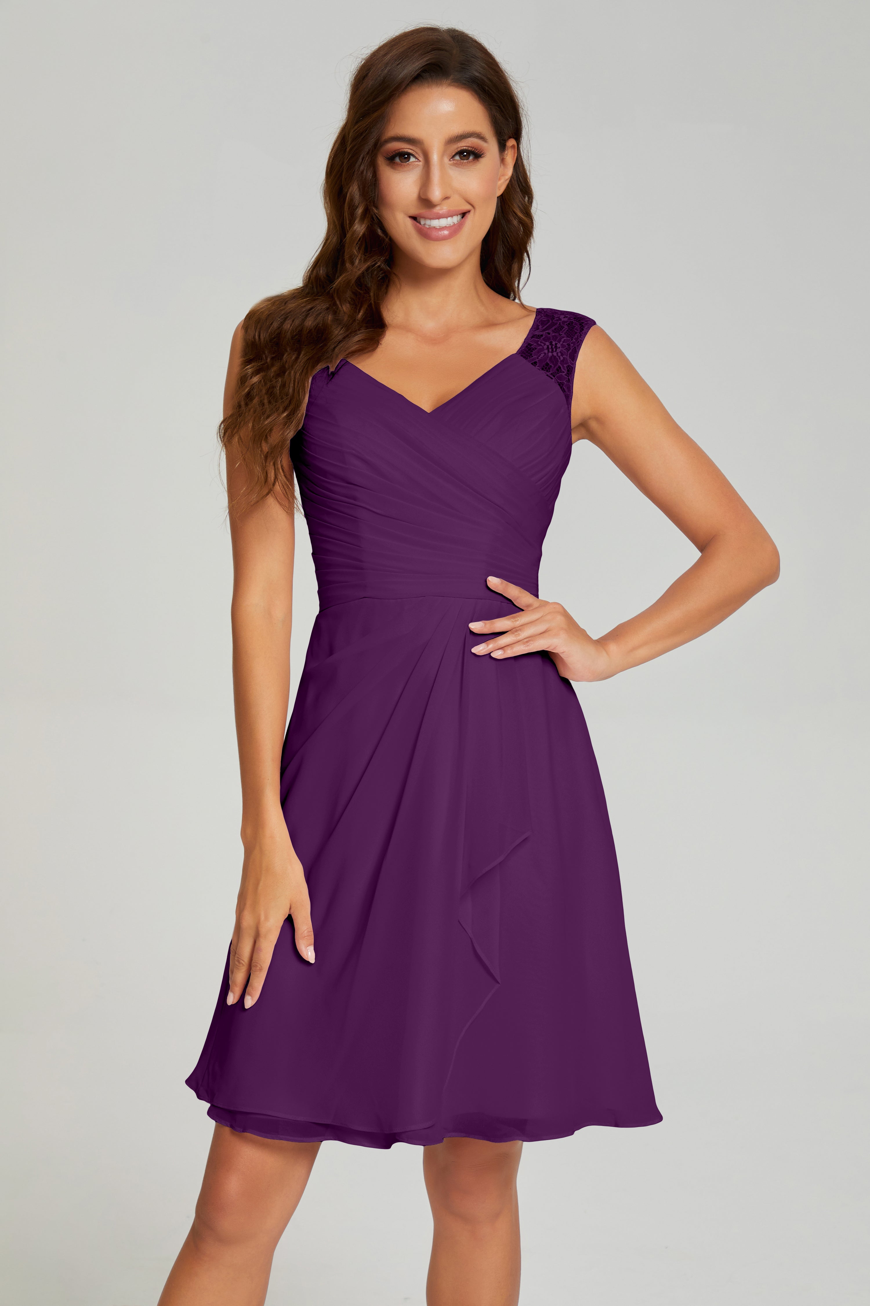 Mini V-neck Chiffon Prom Dresses