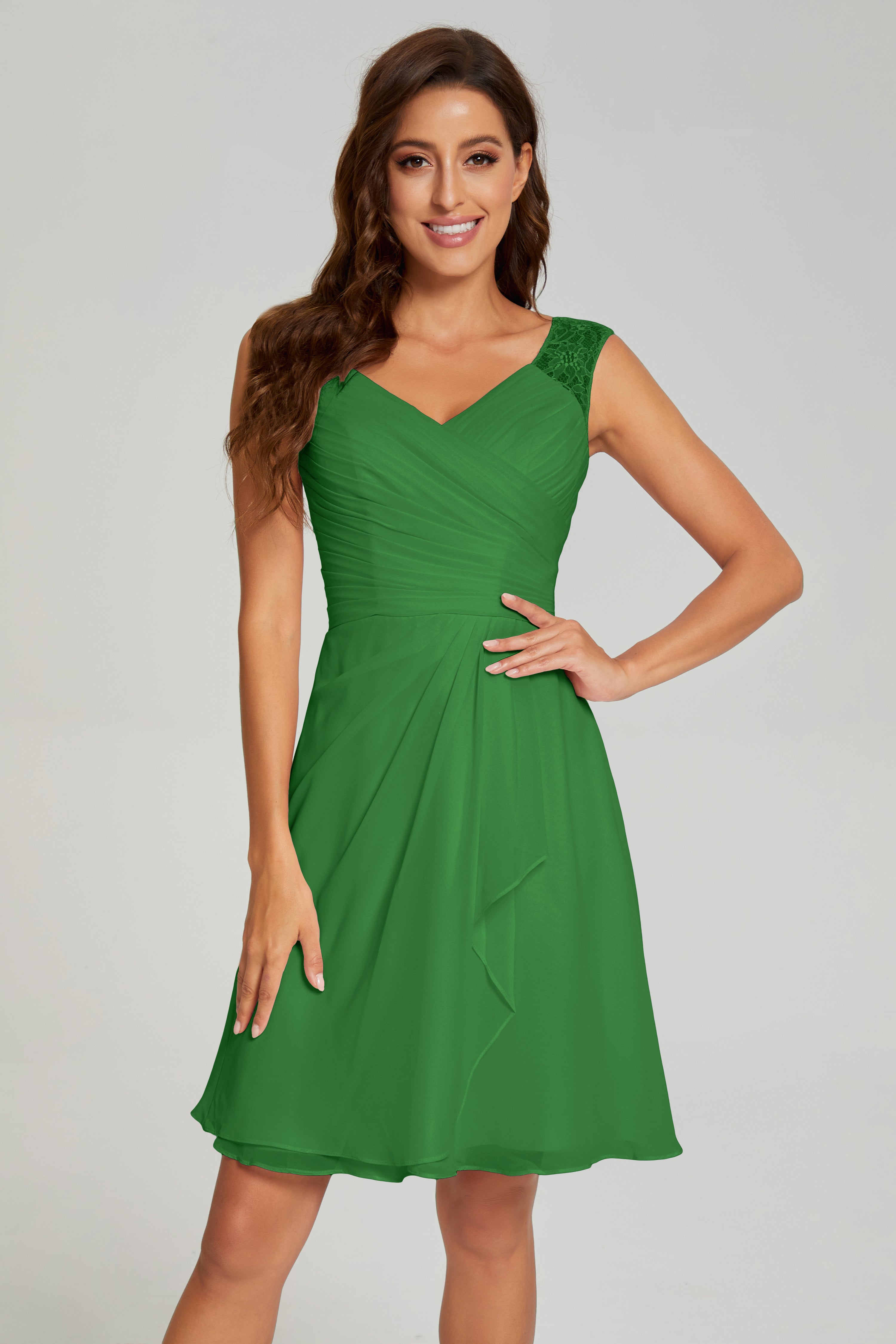 Mini V-neck Chiffon Prom Dresses