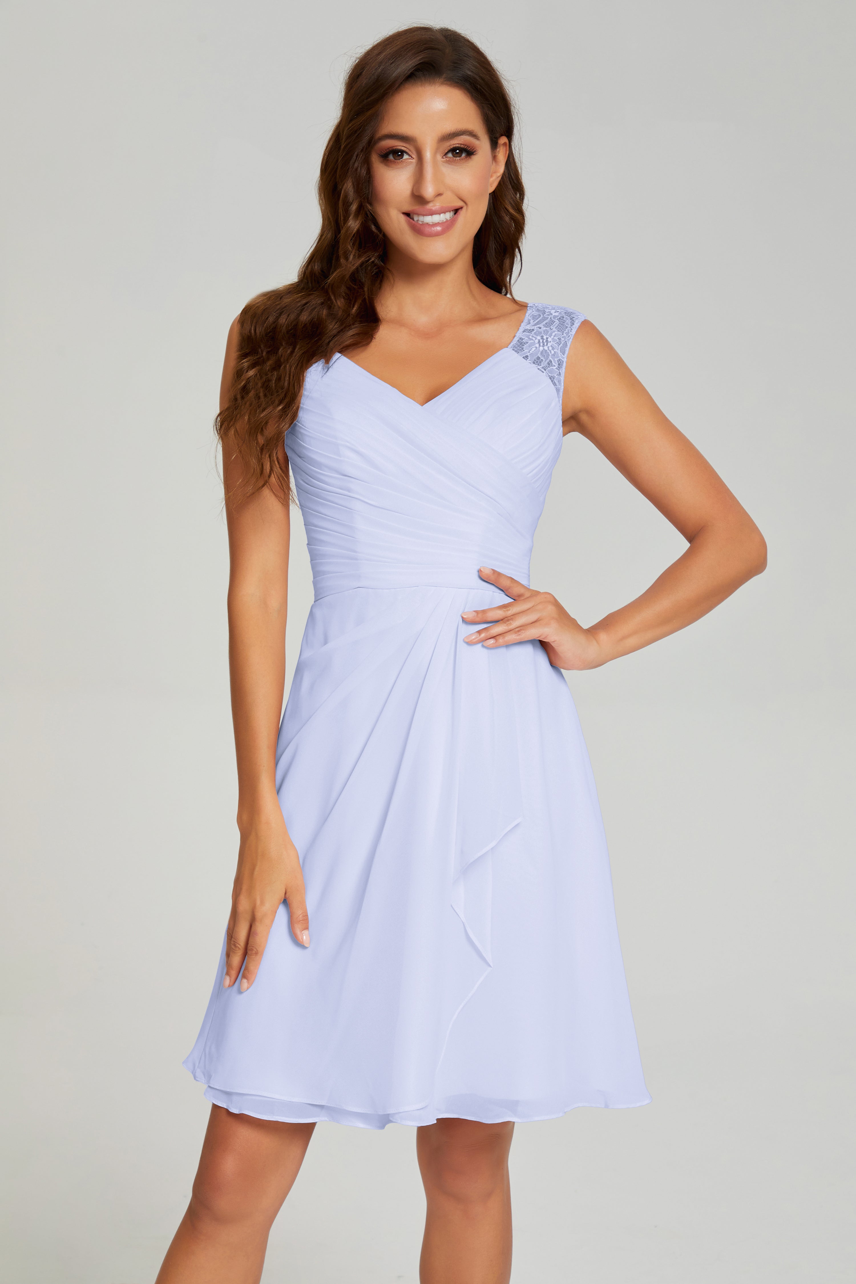 Mini V-neck Chiffon Prom Dresses