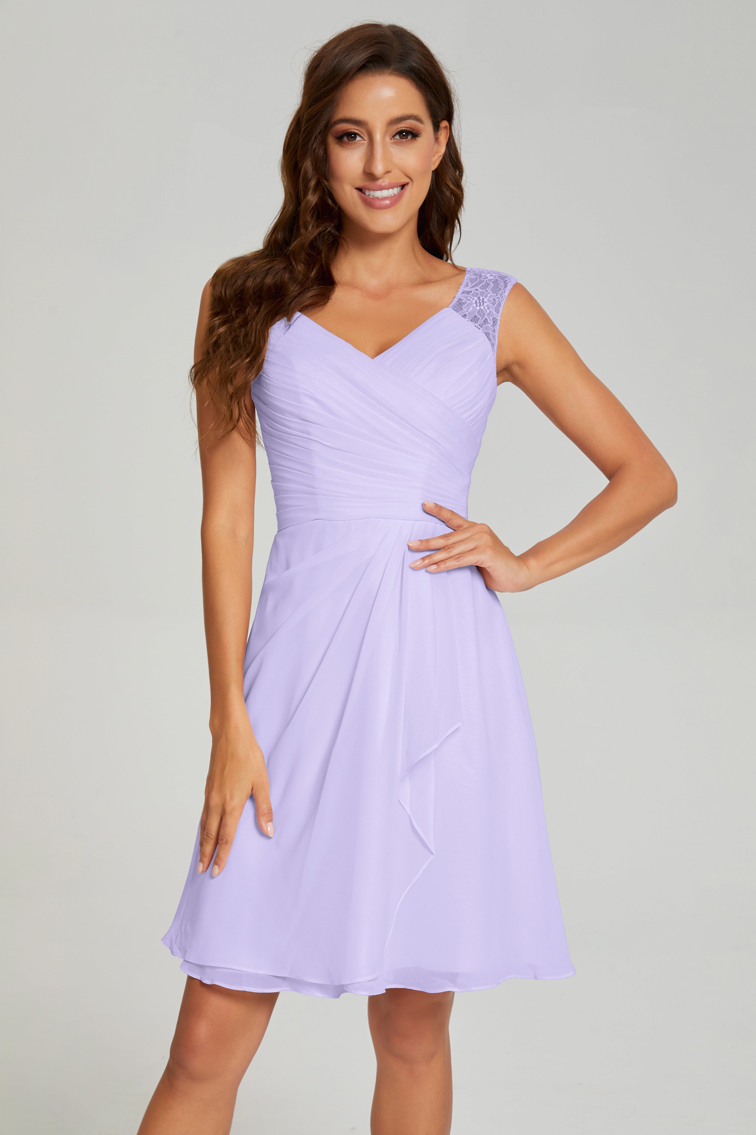 Mini V-neck Chiffon Prom Dresses