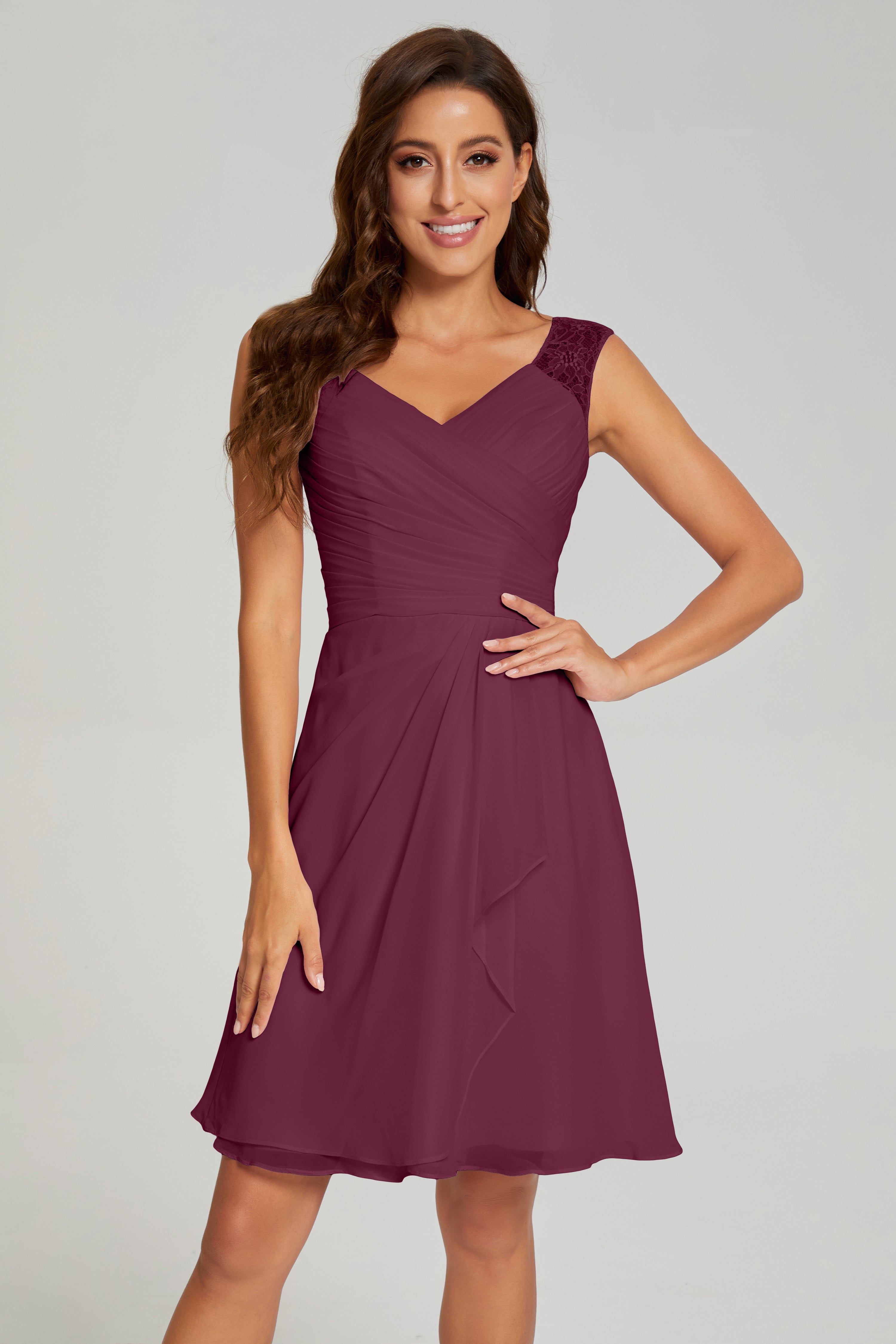 Mini V-neck Chiffon Prom Dresses