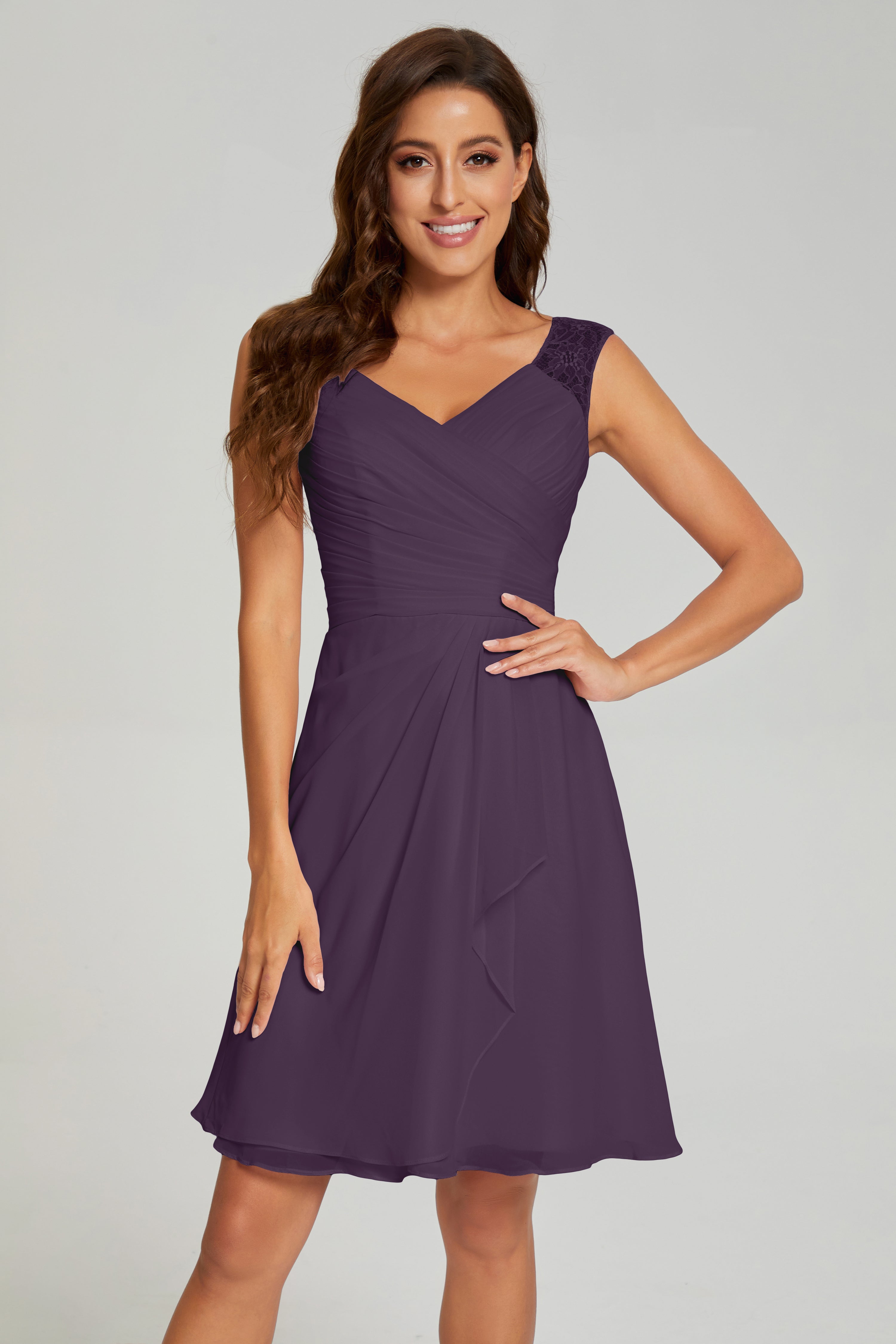 Mini V-neck Chiffon Prom Dresses