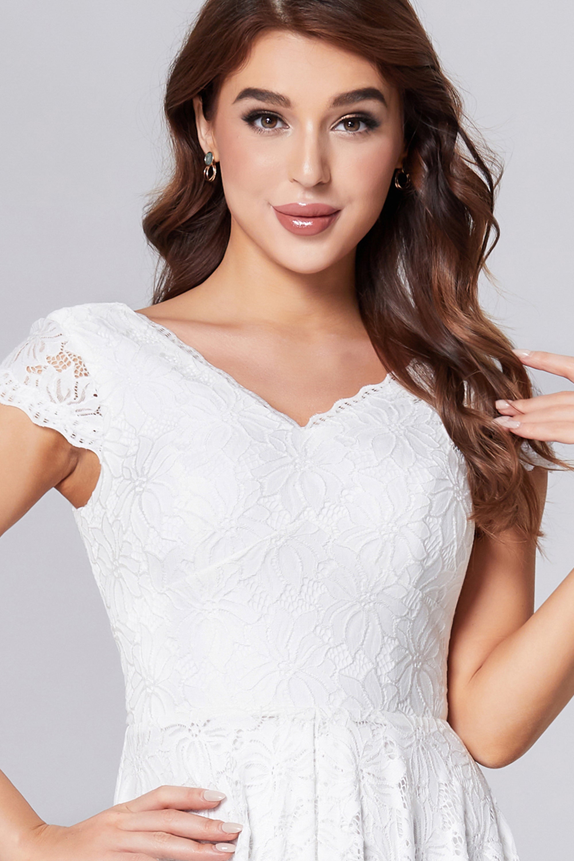 Cap Sleeve Lace Short Prom Dresses